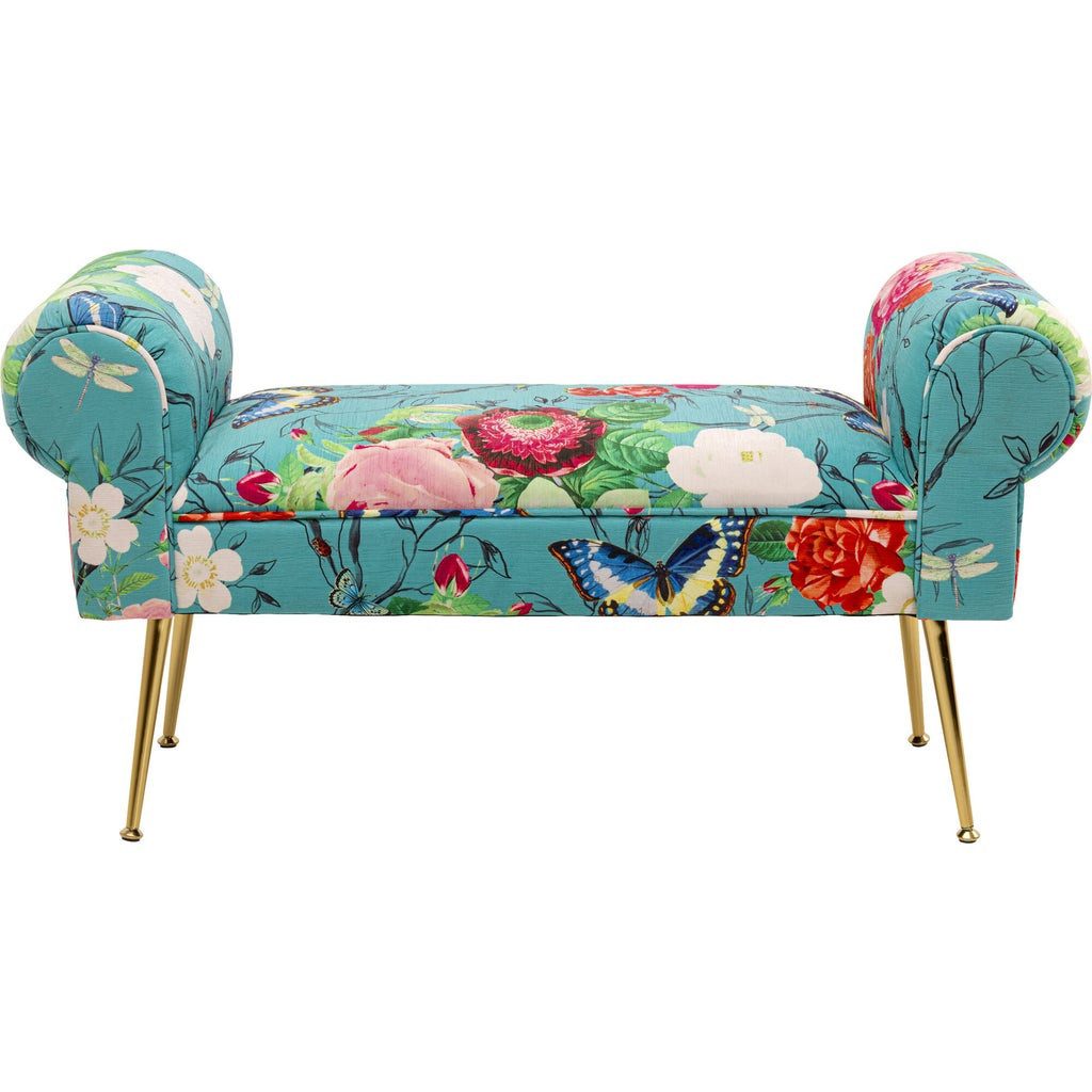 Kare Design Polsterbank Wing Flower, Breite 100cm, mit Blumenmuster, Metallgestell