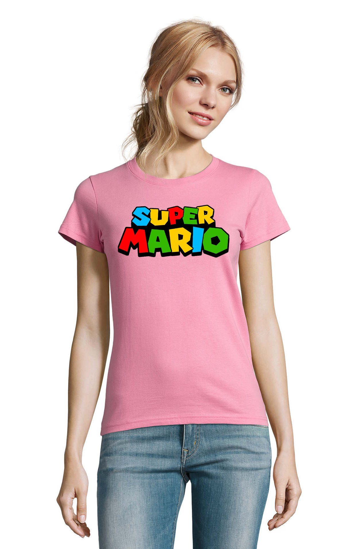 T-Shirt Damen Super Mario Retro Gamer Gaming Konsole Spiele