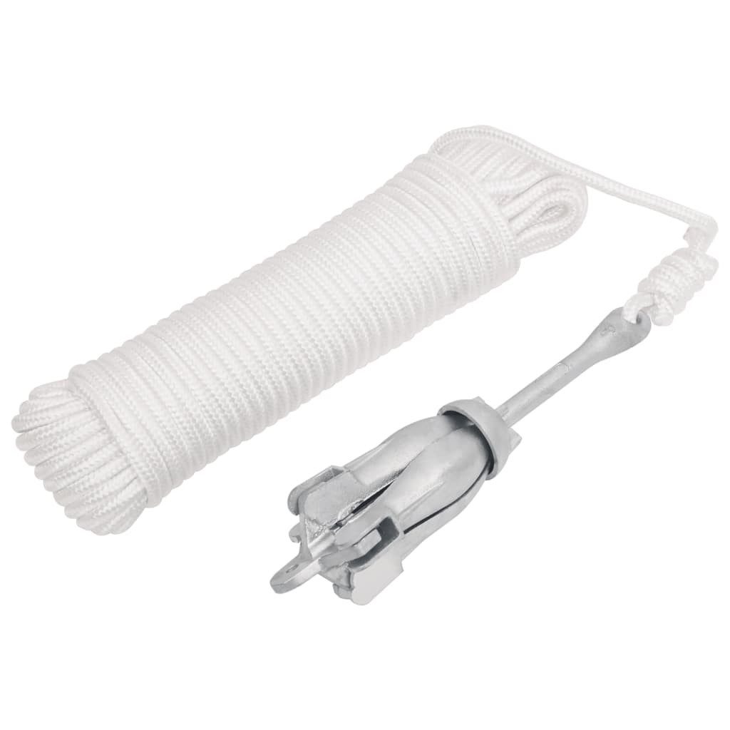 vidaXL Befestigungsanker, Klappanker mit Seil Silbern 1,5 kg Temperguss