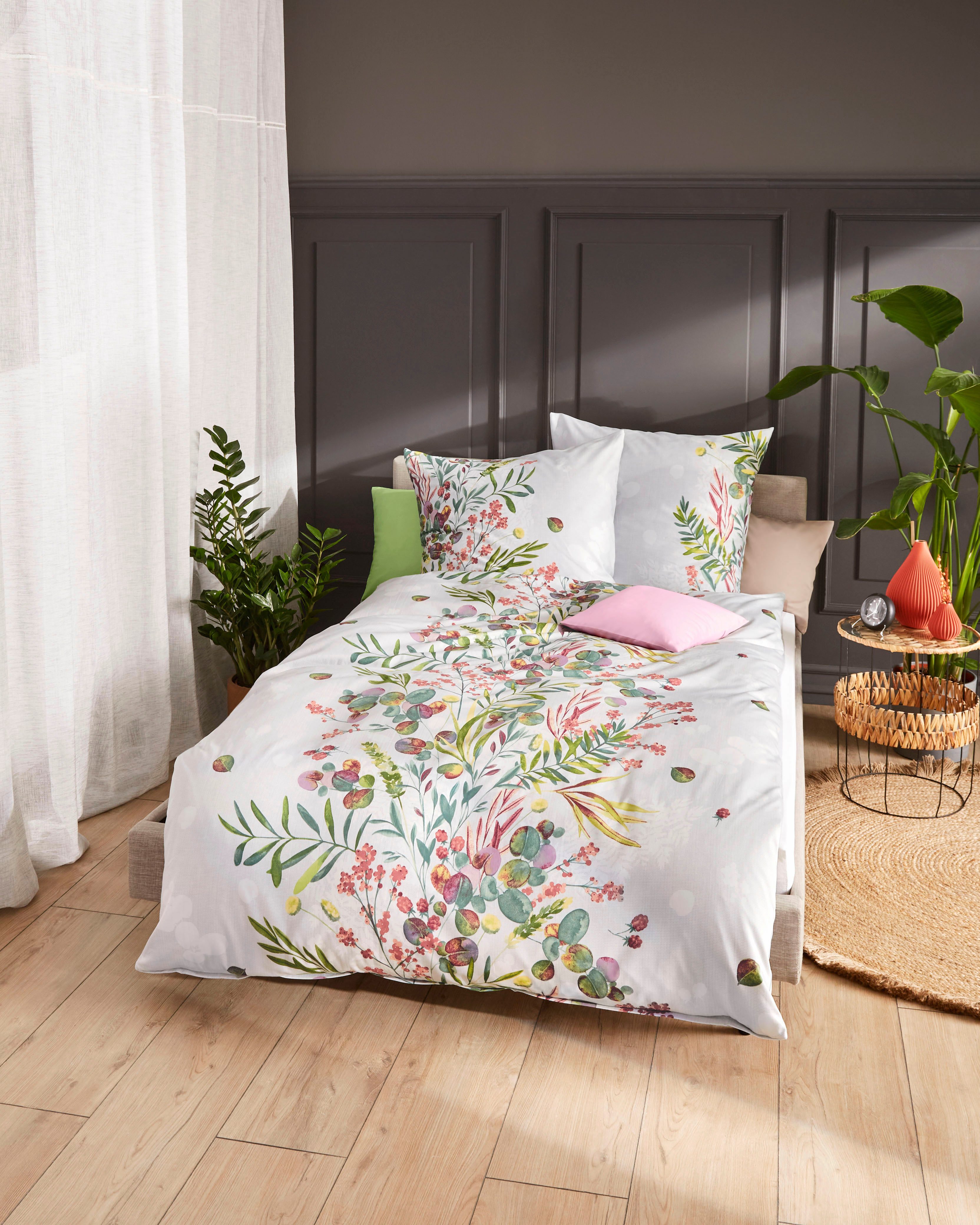 Kaeppel Bettwäsche Boho Bouquet, Mako-Satin, 2 teilig, Mit Blumenmuster