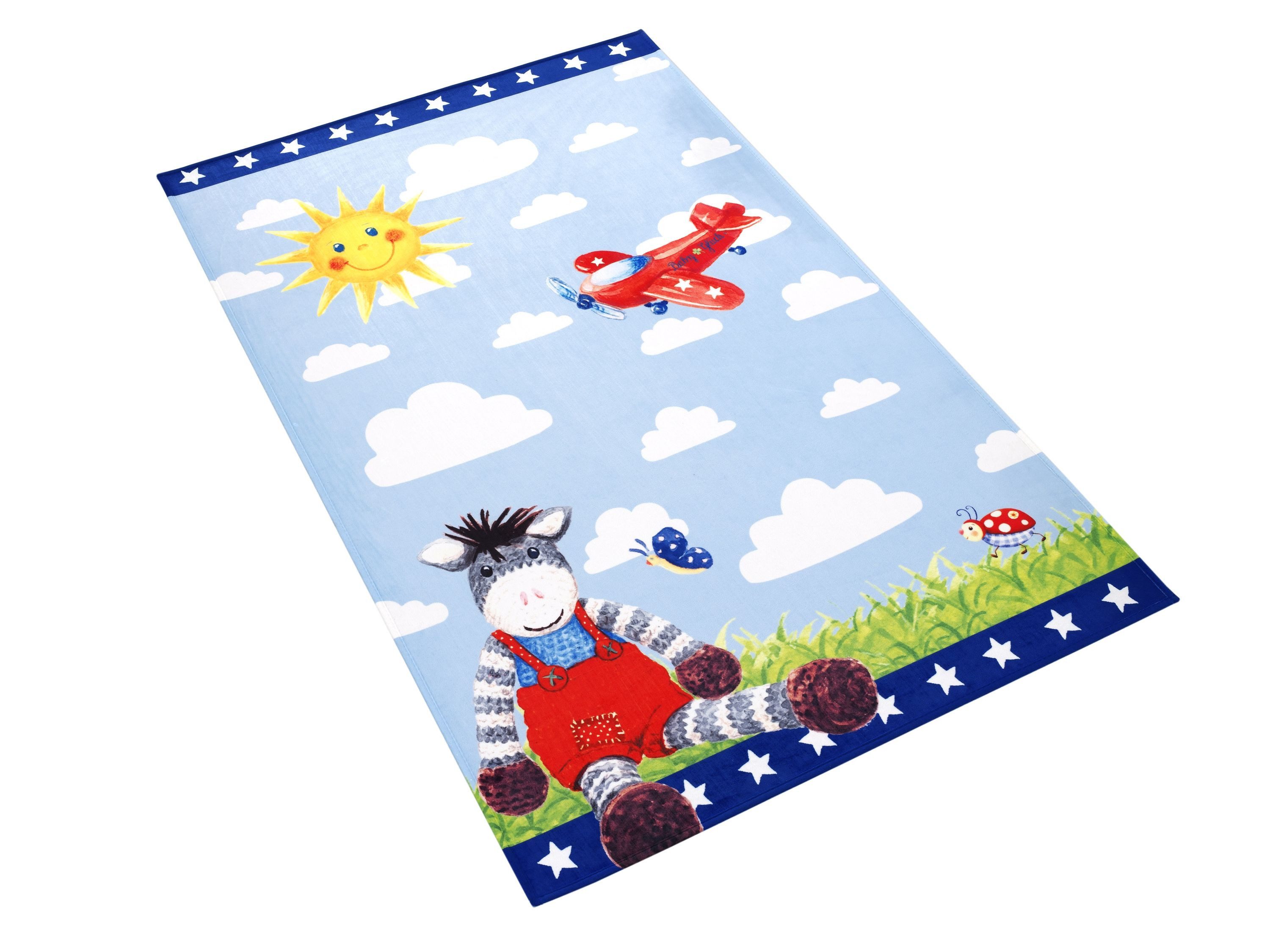 Babyglück Kinderteppich Baby Glück Esel blau, rechteckig