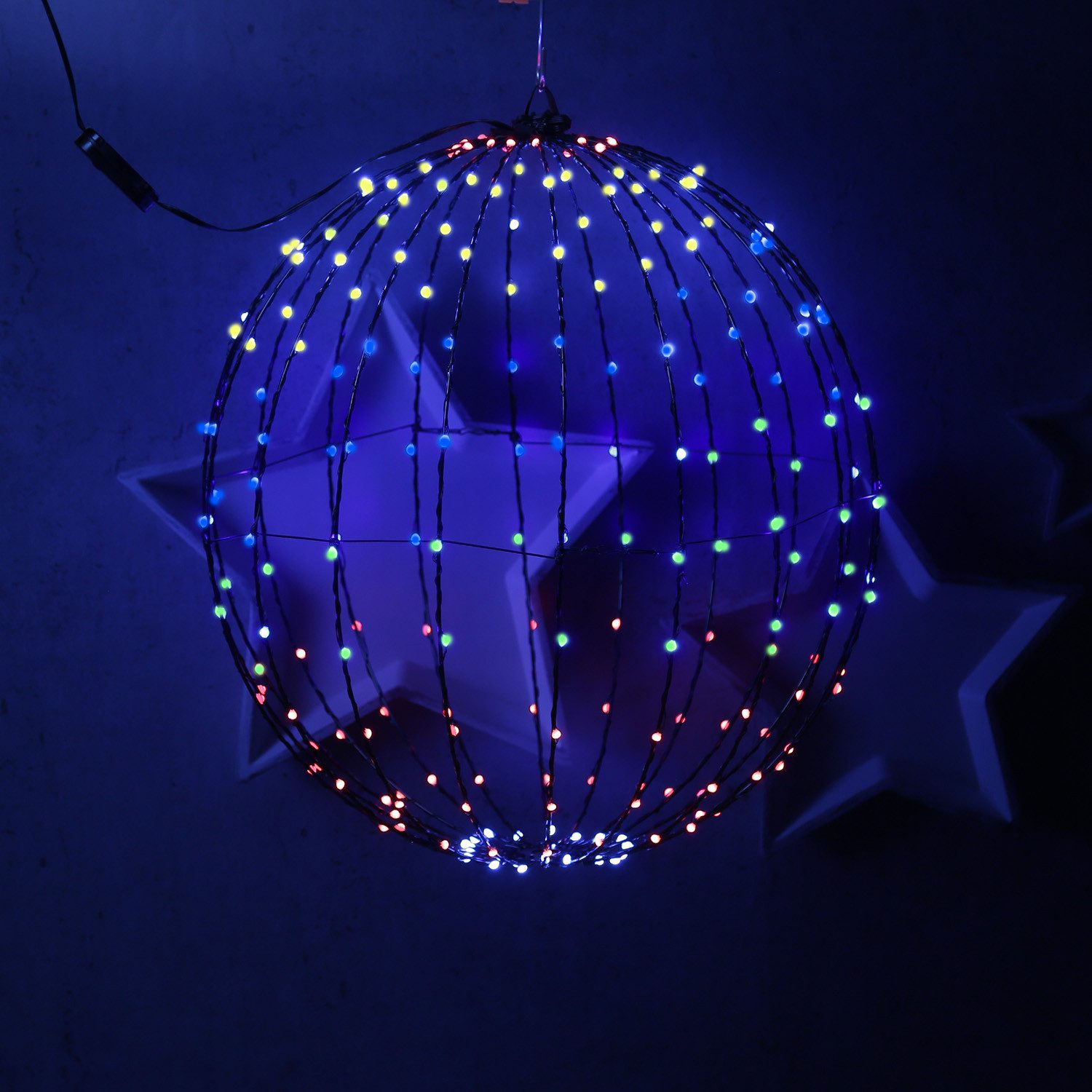 MARELIDA LED Kugelleuchte Drahtkugel Leuchtkugel 50cm Farbwechsel bunte Lichtshow Innen Außen, LED Classic, mehrfarbig / bunt