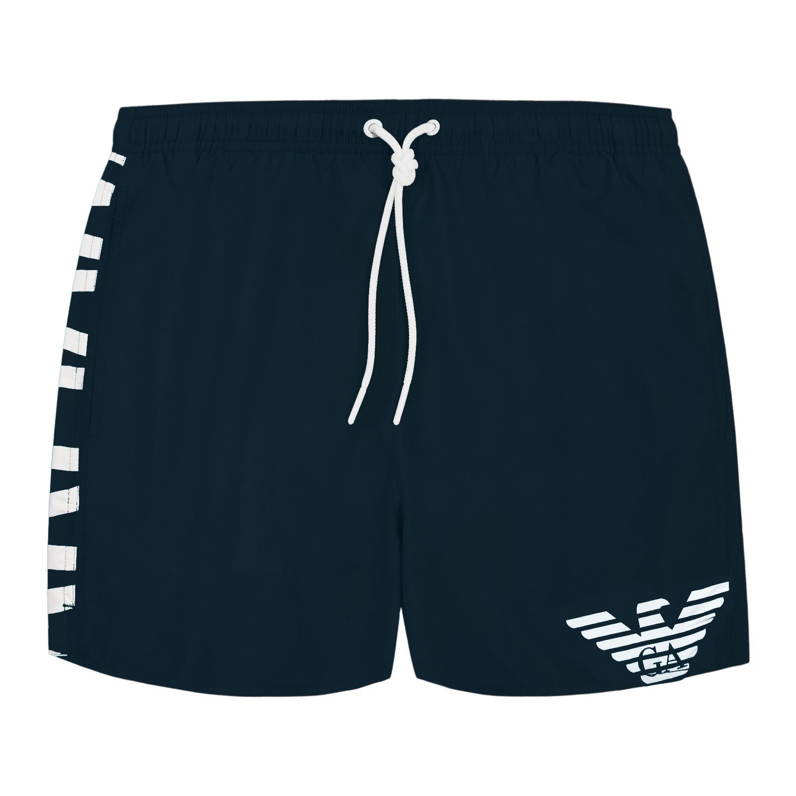 Emporio Armani Boxer-Badehose Mid Boxer Beachwear mit plakativem Markenschriftzug 49336 blue / vertical logo