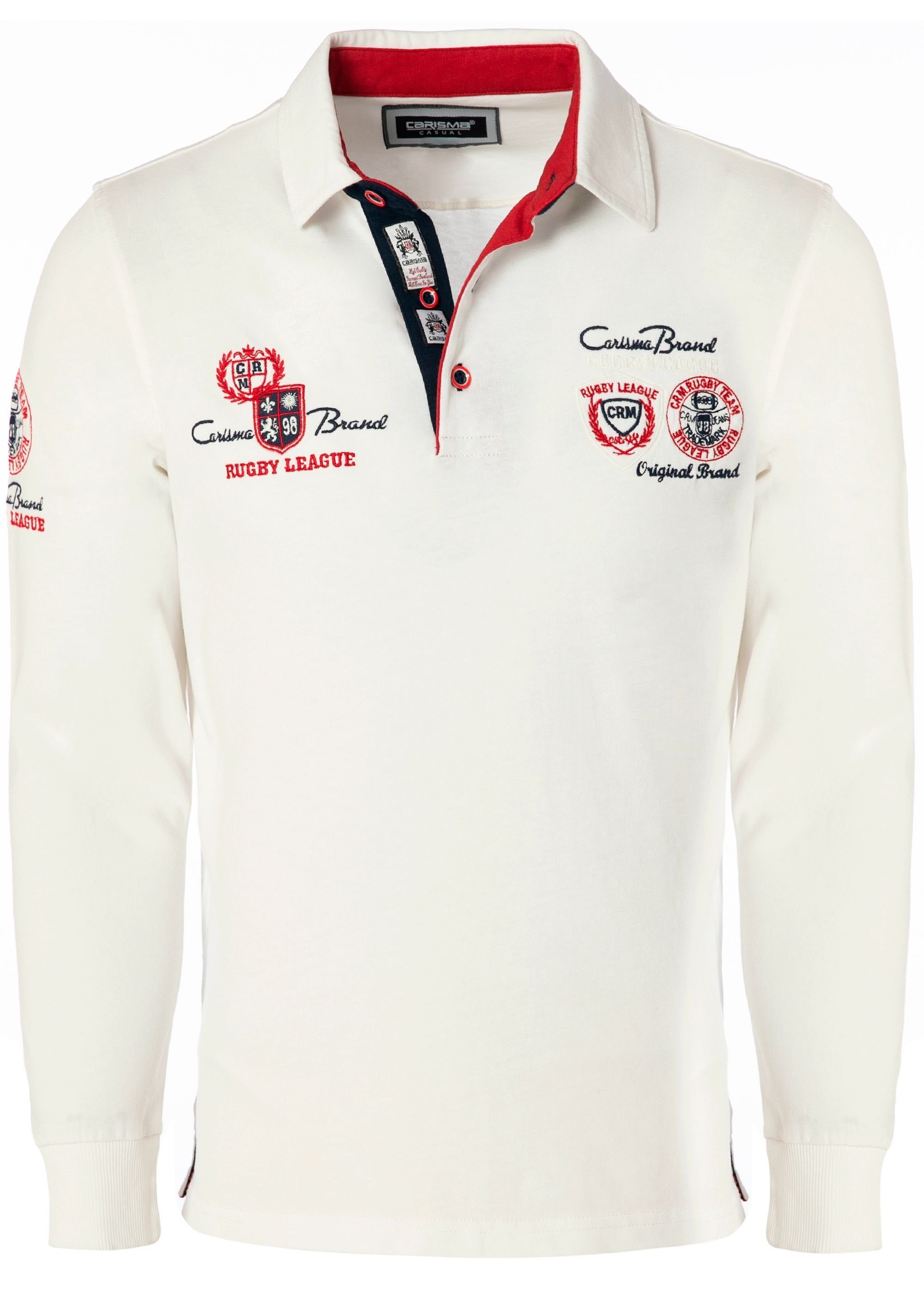 White Rugby Poloshirt CARISMA Team mit Stickerei