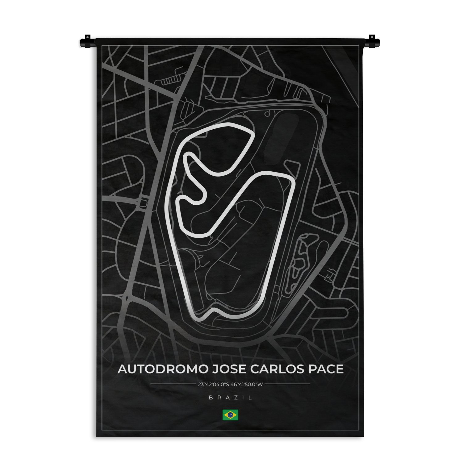 MuchoWow Wanddekoobjekt Rennstrecke - Brasilien - Rundkurs - Formel 1 - Autódromo José Carlos, Wanddeko für Wohnzimmer, Schlafzimmer, Kleid, Wandbehang, Kinderzimmer