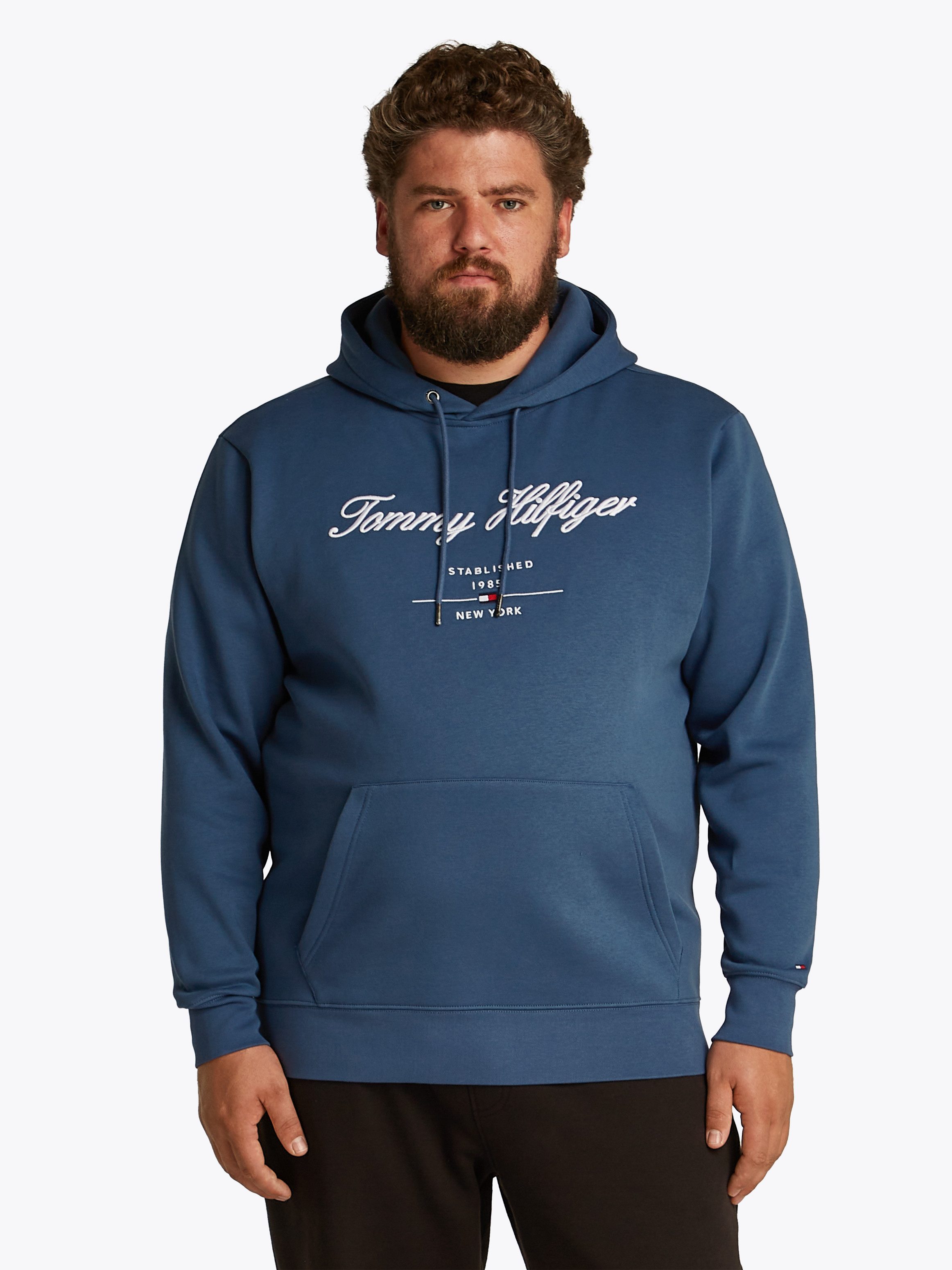 Tommy Hilfiger Big Tall Sweatshirt BT SCRIPT LOGO HOODY B in GroBen GroBen Logostickerei