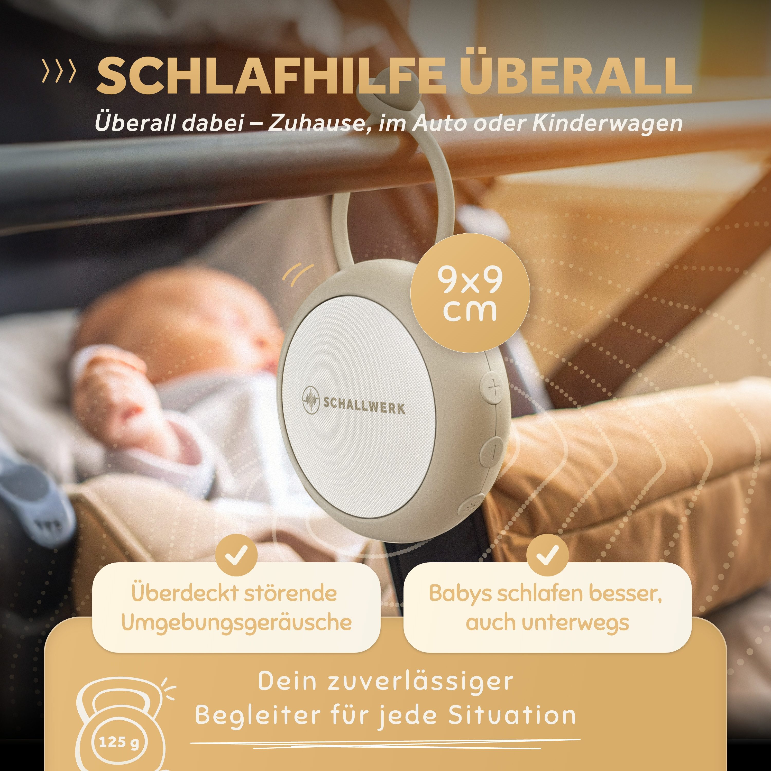 Schallwerk Einschlafhilfe White Noise Machine Babys und Erwachsene Einschlaf- und Durchschlafhilfe (tragbar, Nachtlicht, lange Akku Laufzeit, Timer, Schlaufe)