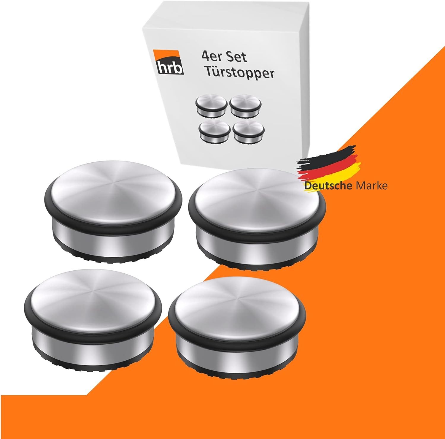 hrb Bodentürstopper Türstopper aus Edelstahl schwerer Stopper für Boden (4 St) – Bild 3 von 5
