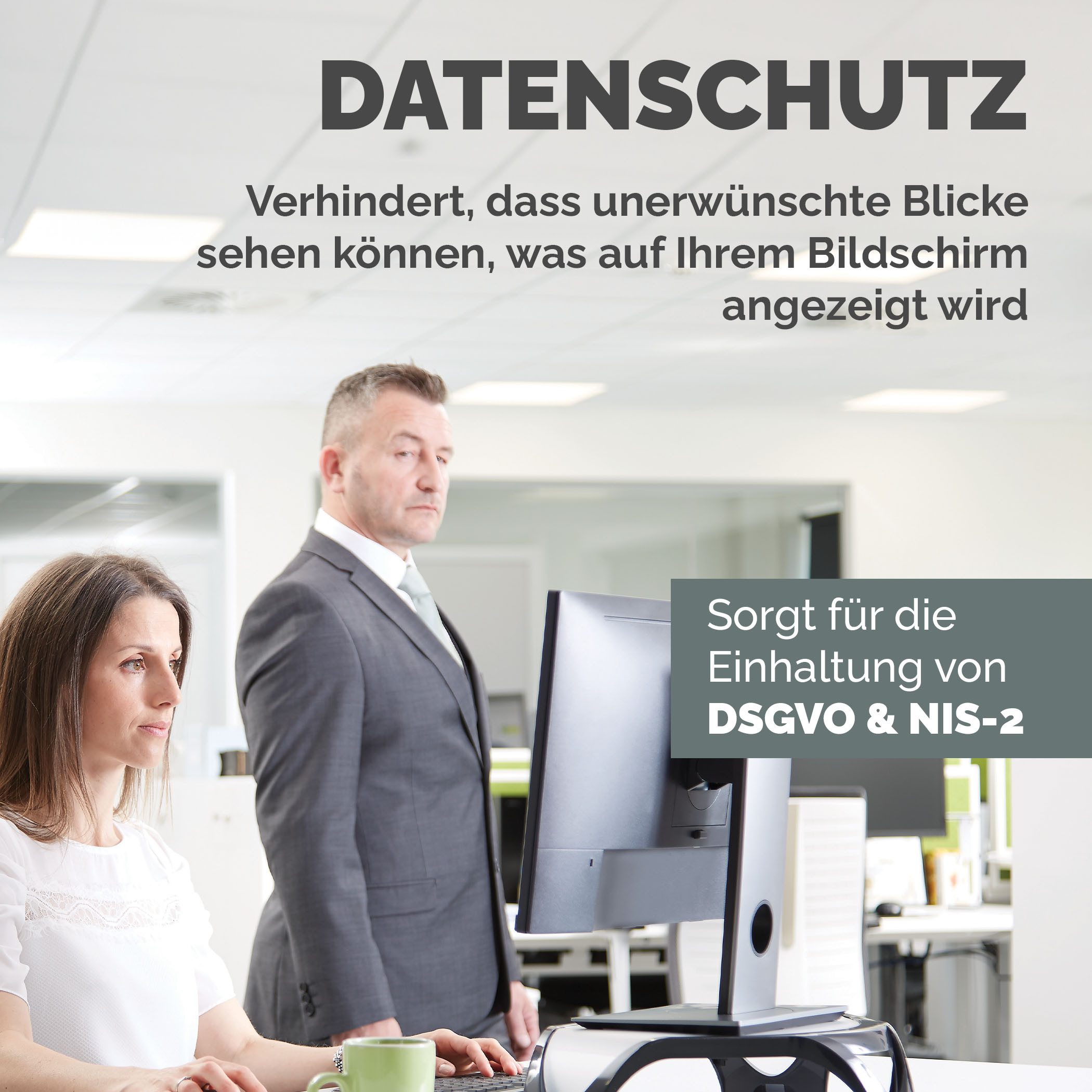 FELLOWES Displayschutzfolie PrivaScreen 24 Zoll für Laptop, Monitor, 1 Stück, Blaulichtfilter, DSGVO/NIS2-konform, Matte Seite
