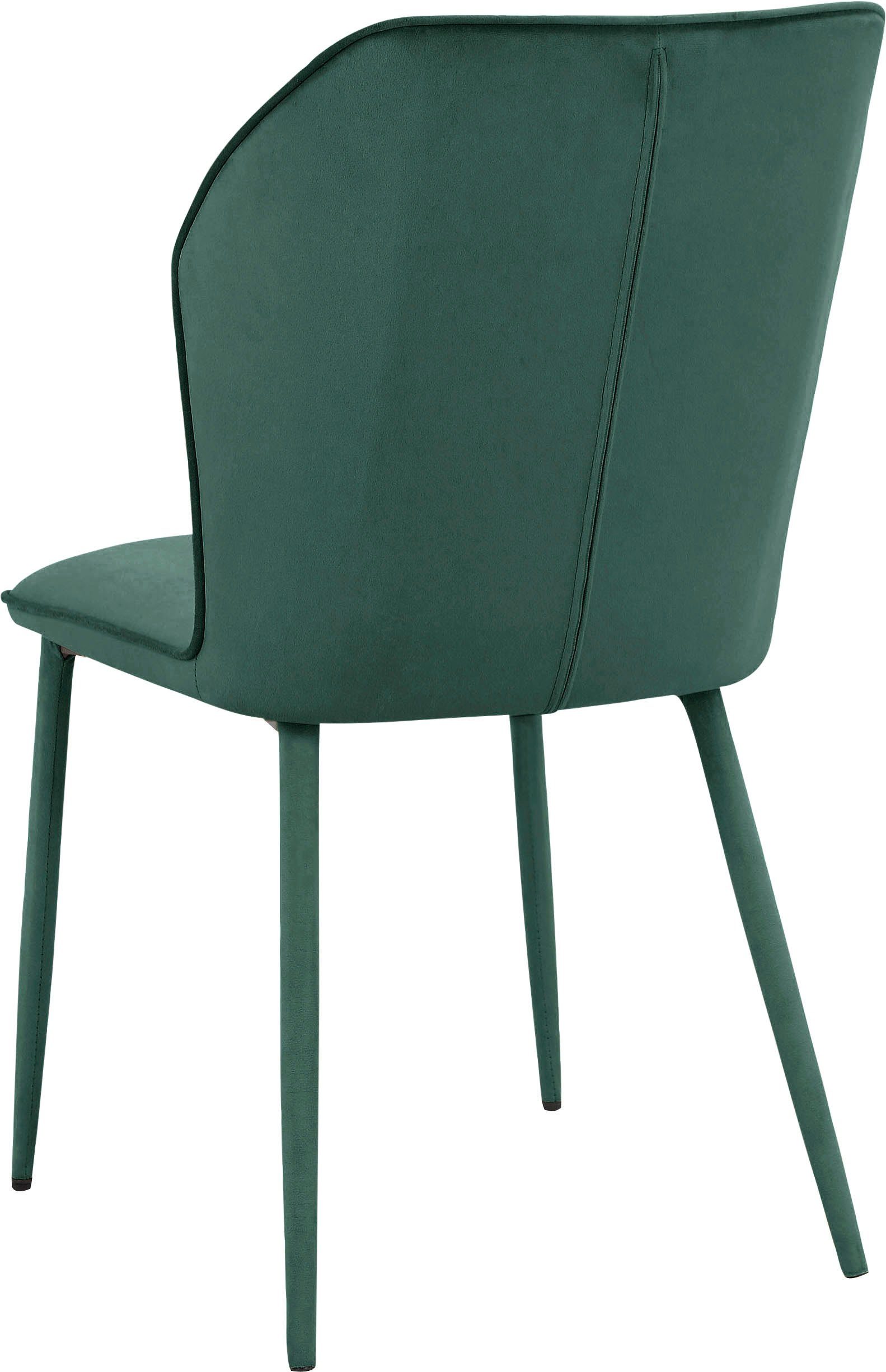 INOSIGN Esszimmerstuhl Koa (2 St), Velourstoff, dunkelgrün Sitzhöhe gepolstert, 49 in cm mit Rücken und Sitz
