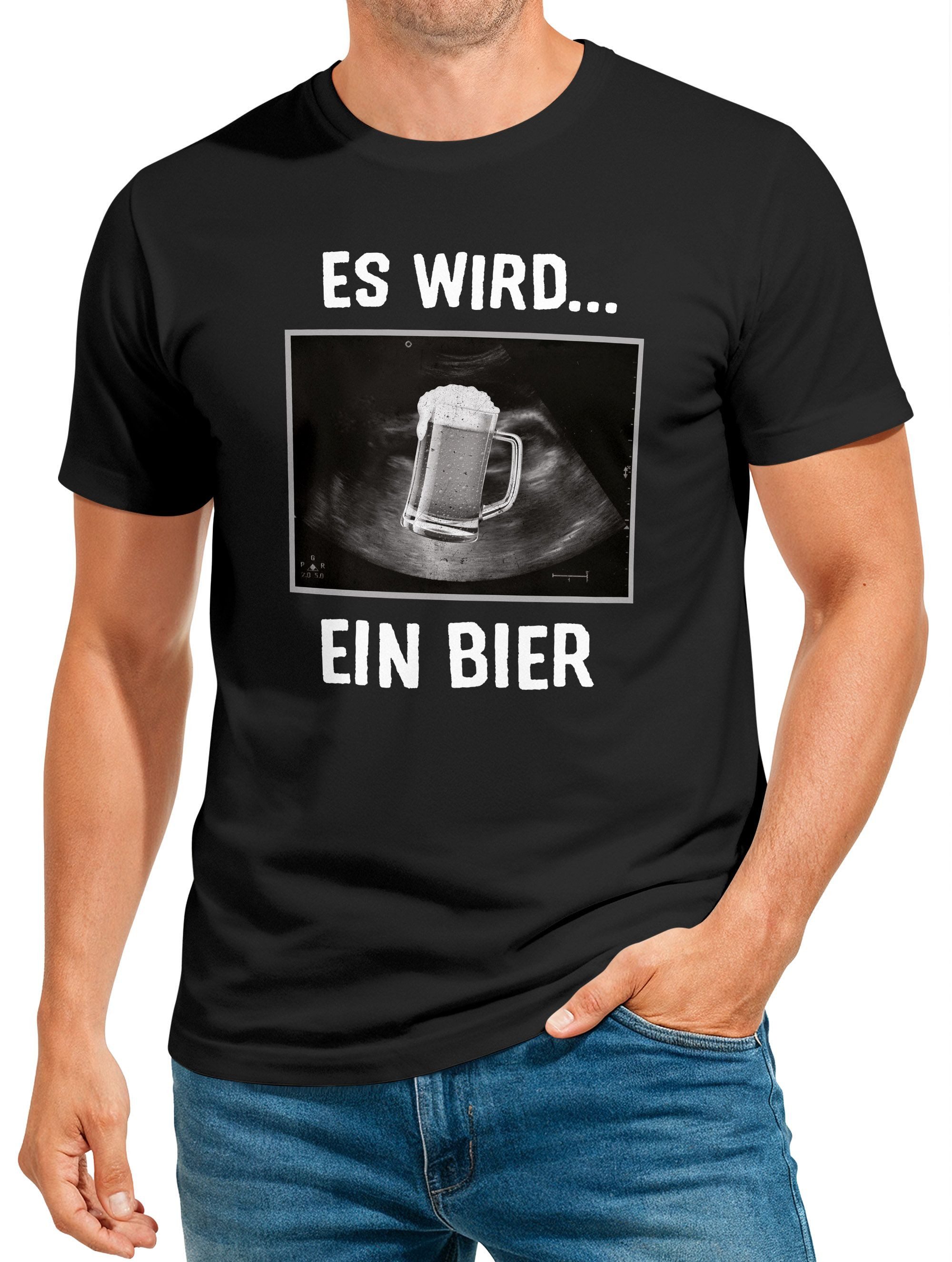 MoonWorks Print-Shirt Herren T-Shirt Männer Bier Alkohol Spruch Partyshirt Fasching mit Print