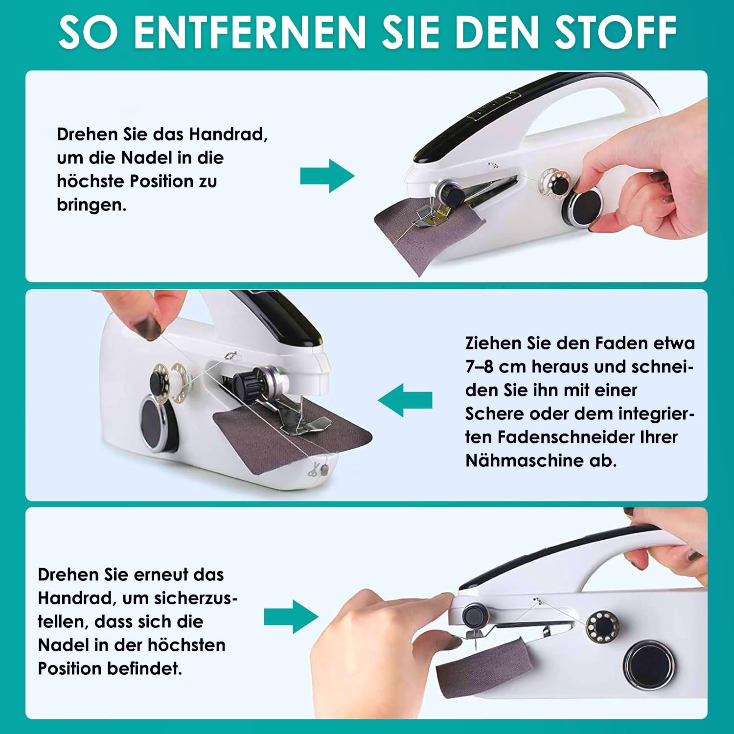 AIMAX Nähmaschine Handnähmaschine Elektrisch Nähmaschine Schnelle Nähen mit Unterfaden, mit Nähzubehör für Anfänger und Schnell Zu Nähen Geeignet