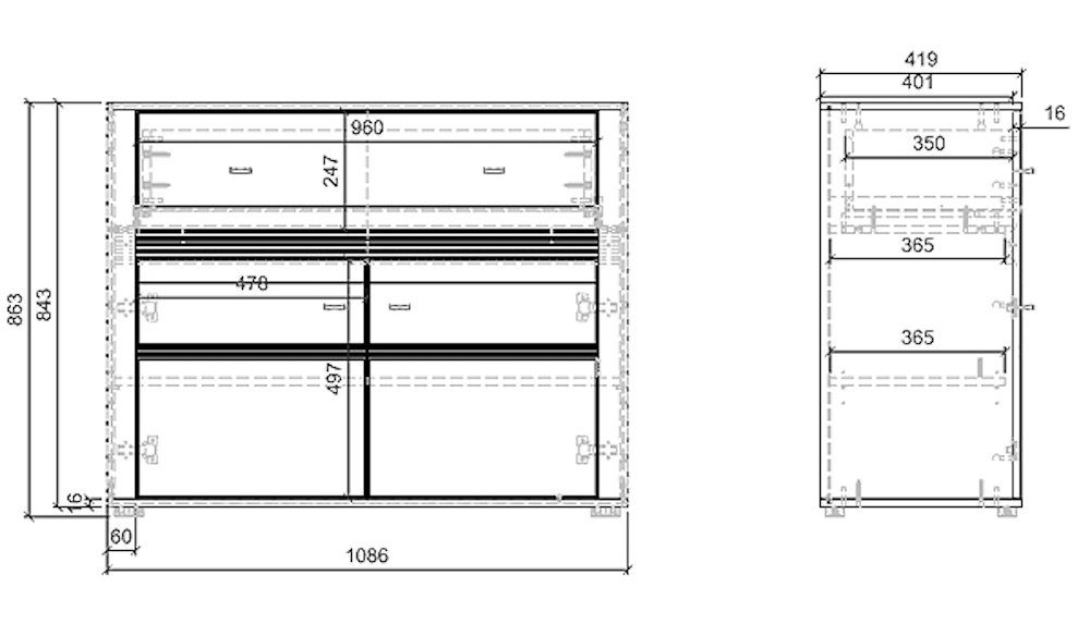 Feldmann-Wohnen Kommode SEVILLA, B/T/H: 109 cm / 42 cm / 87 cm