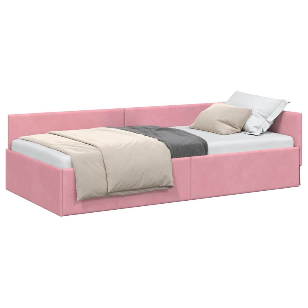 vidaXL Bett Eckbettgestell mit Kopfteil Rosa 80 cm x 200 cm Stoff (1-tlg) günstig online kaufen