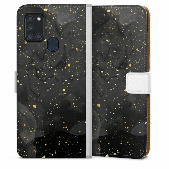 DeinDesign Handyhülle Marmor Glitzer Look Gold & Kupfer Marble Black Gold Look Print Samsung Galaxy A21s Hülle Handy Flip Case Wallet Cover