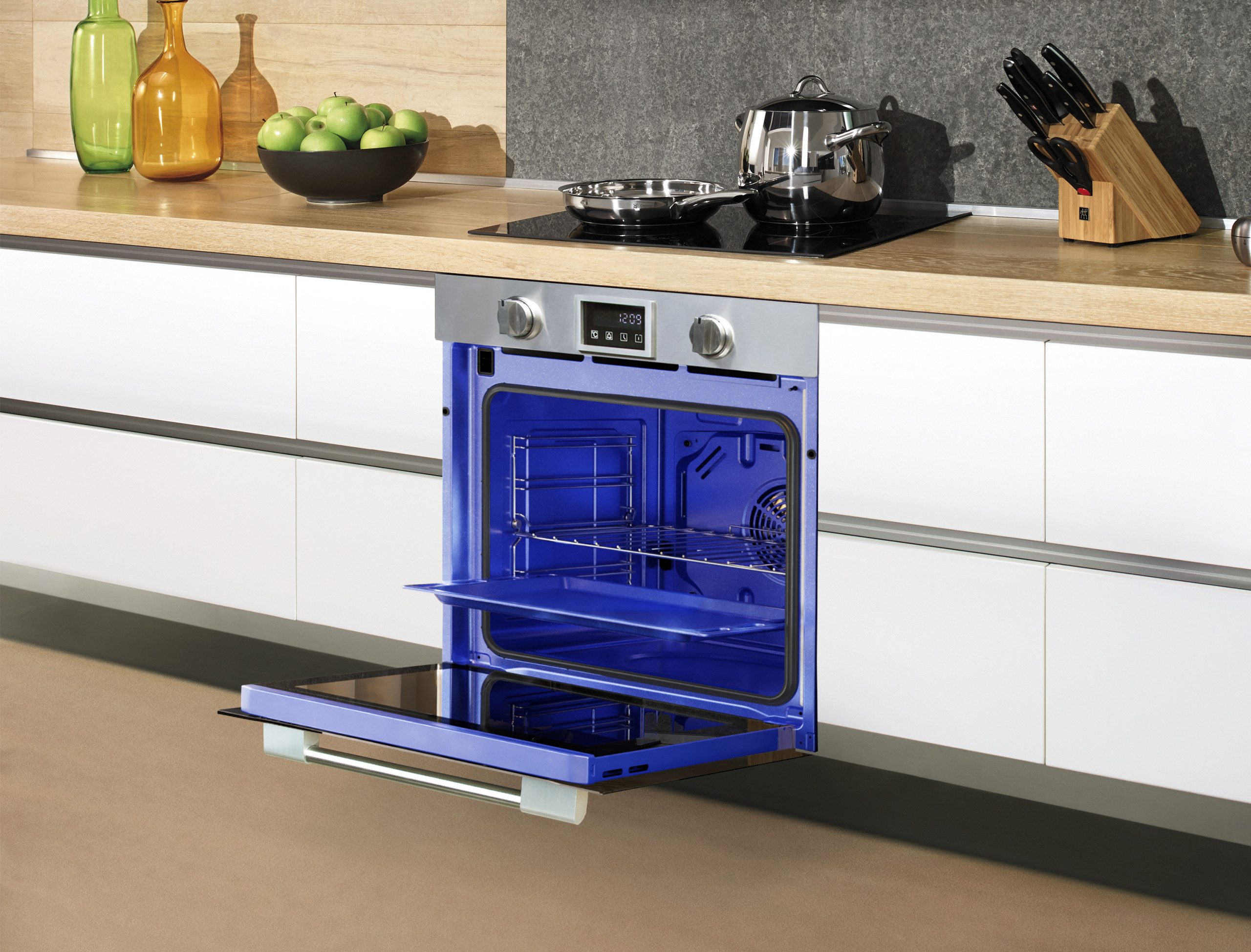 Kaiser Küchengeräte Backofen-Set Herd Set Autark XXL Einbau-Backofen 86L, mit Pyrolyse & AirFry, Touchdisplay, Drehknebel, 11 Funktionen+Gas-Kochfeld 60 cm EH 6339+KG 6364, mit 1-fach-Teleskopauszug