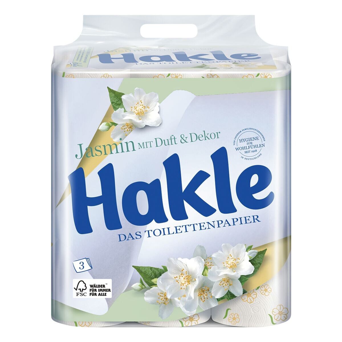 HAKLE Toilettenpapier Jasmin (24-St), 3-lagig, weiß mit Prägung & Duft, 150 Blatt/Rolle