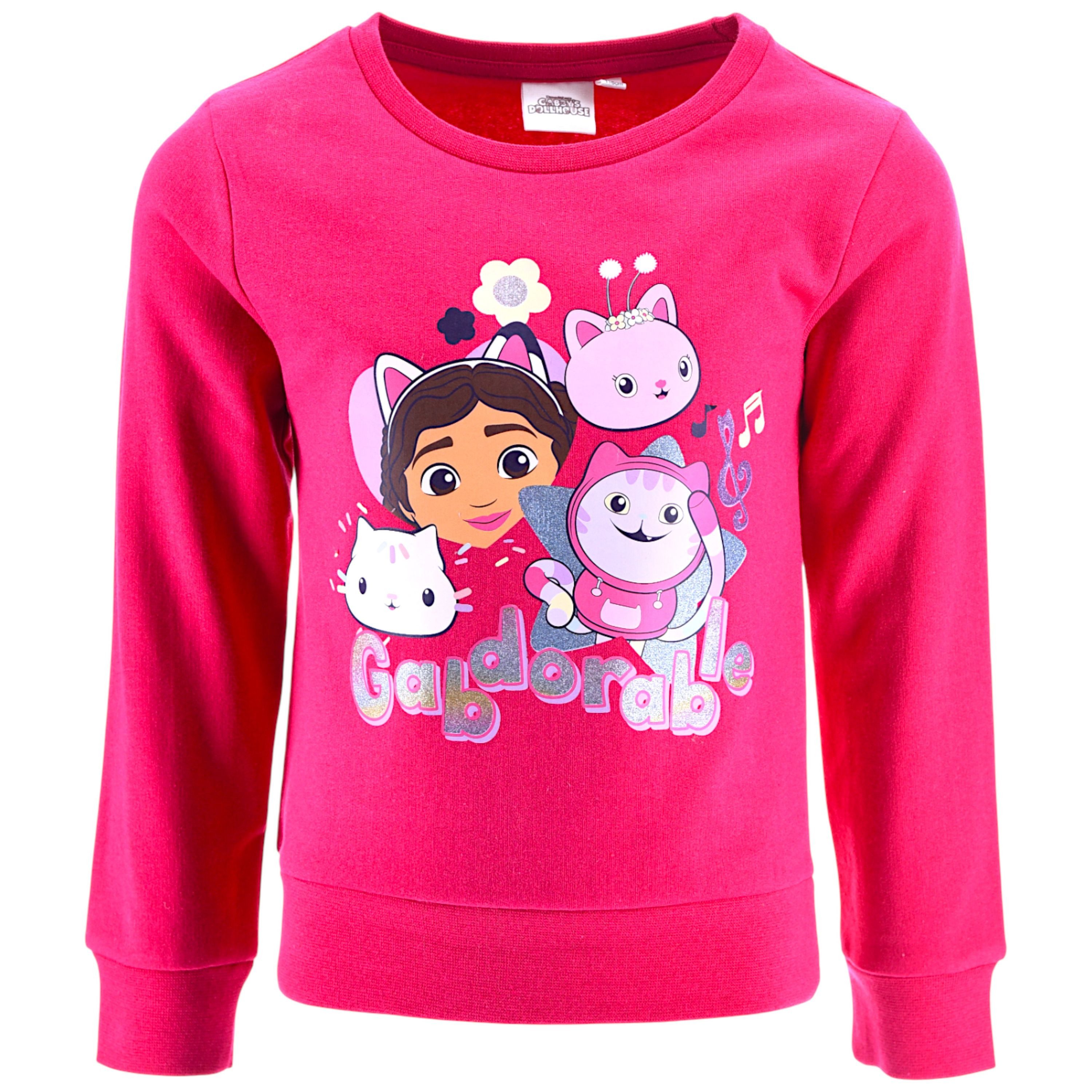 Gabby's Dollhouse Sweatshirt mit Glitzer Gabdorable Kinder Sweat-Pullover Größe 98 - 116 cm