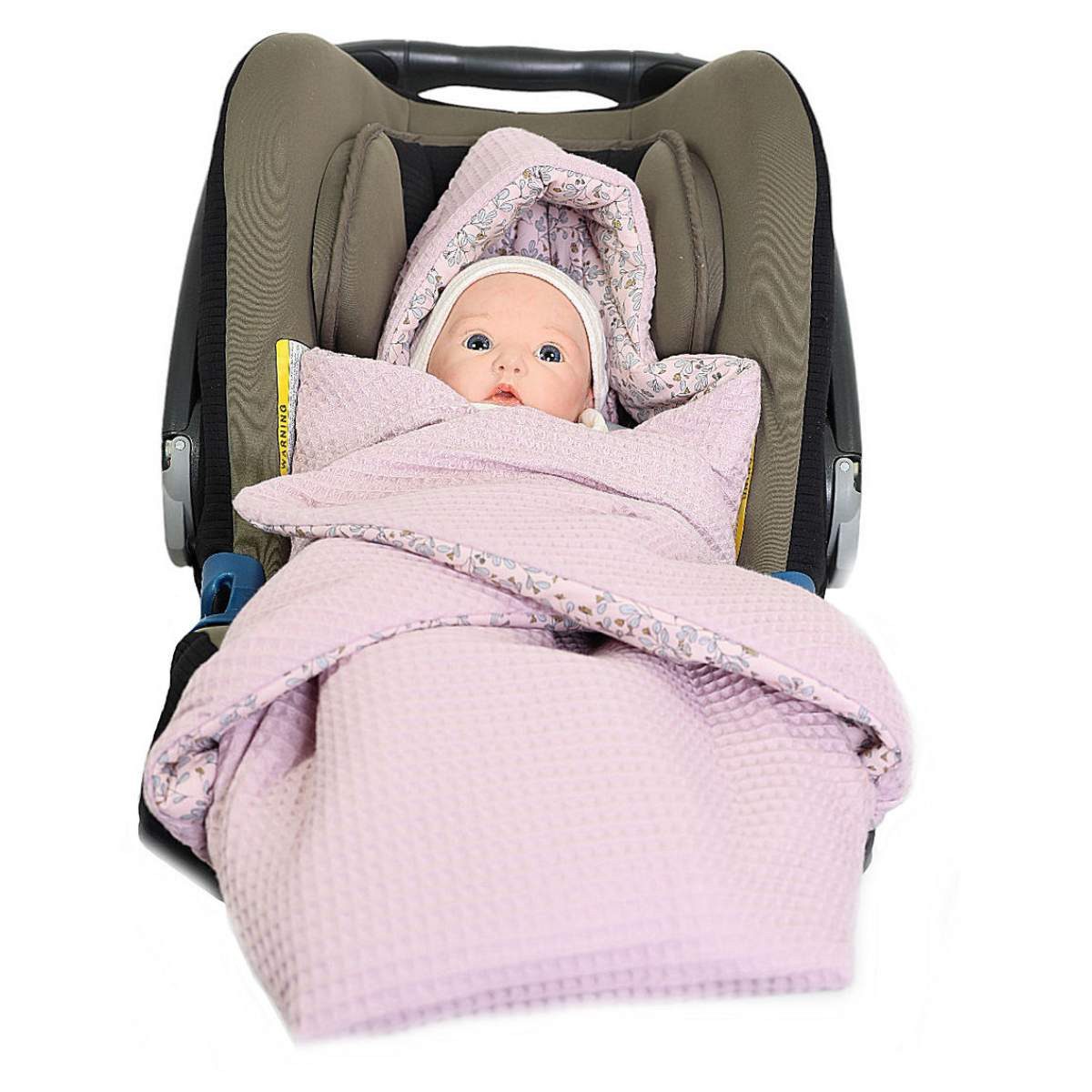 Babydecke Einschlagdecke Waffelmuster mauve/Blumenranken rosa, HOBEA-German günstig online kaufen