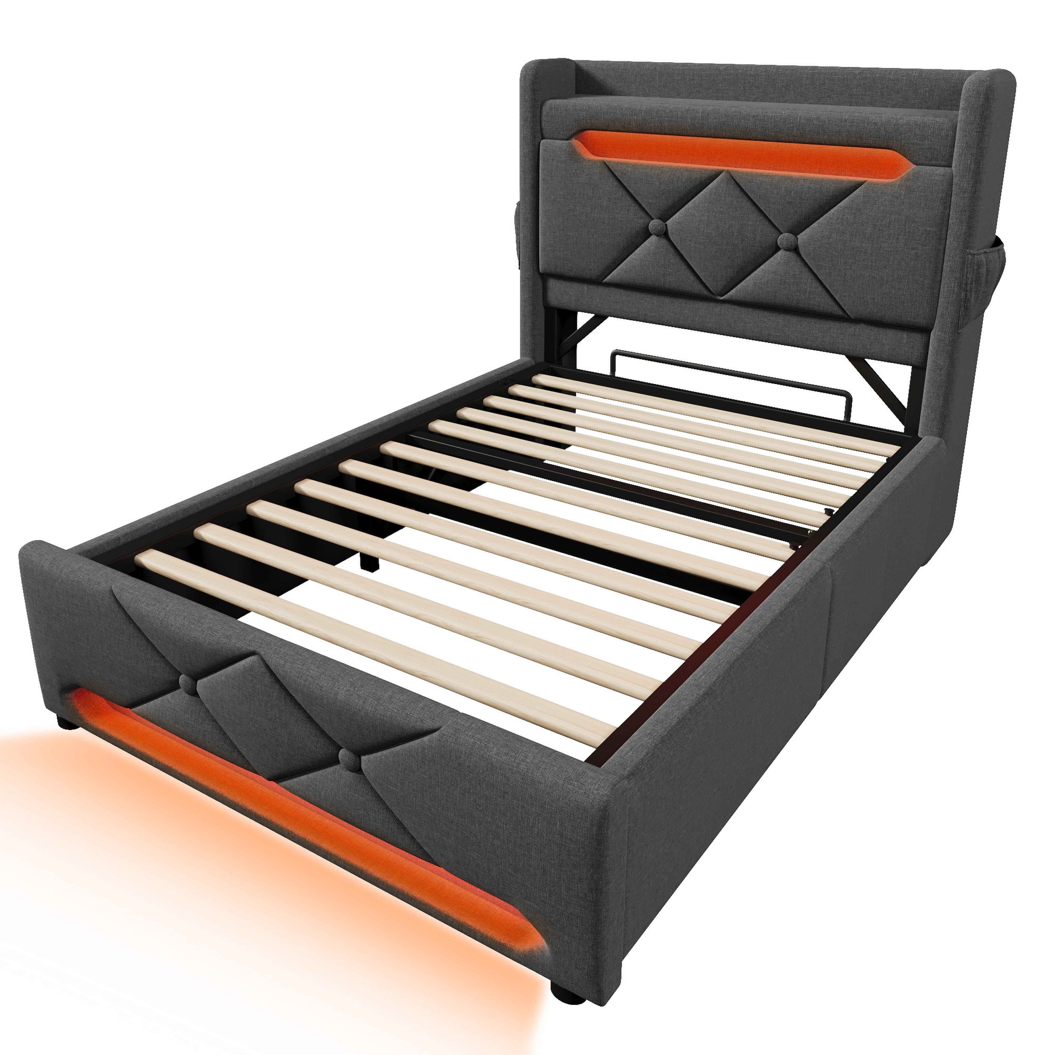 BlingBin Polsterbett Boxspringbett Stauraumbett (1-tlg., Einzelbett 90×200, günstig online kaufen