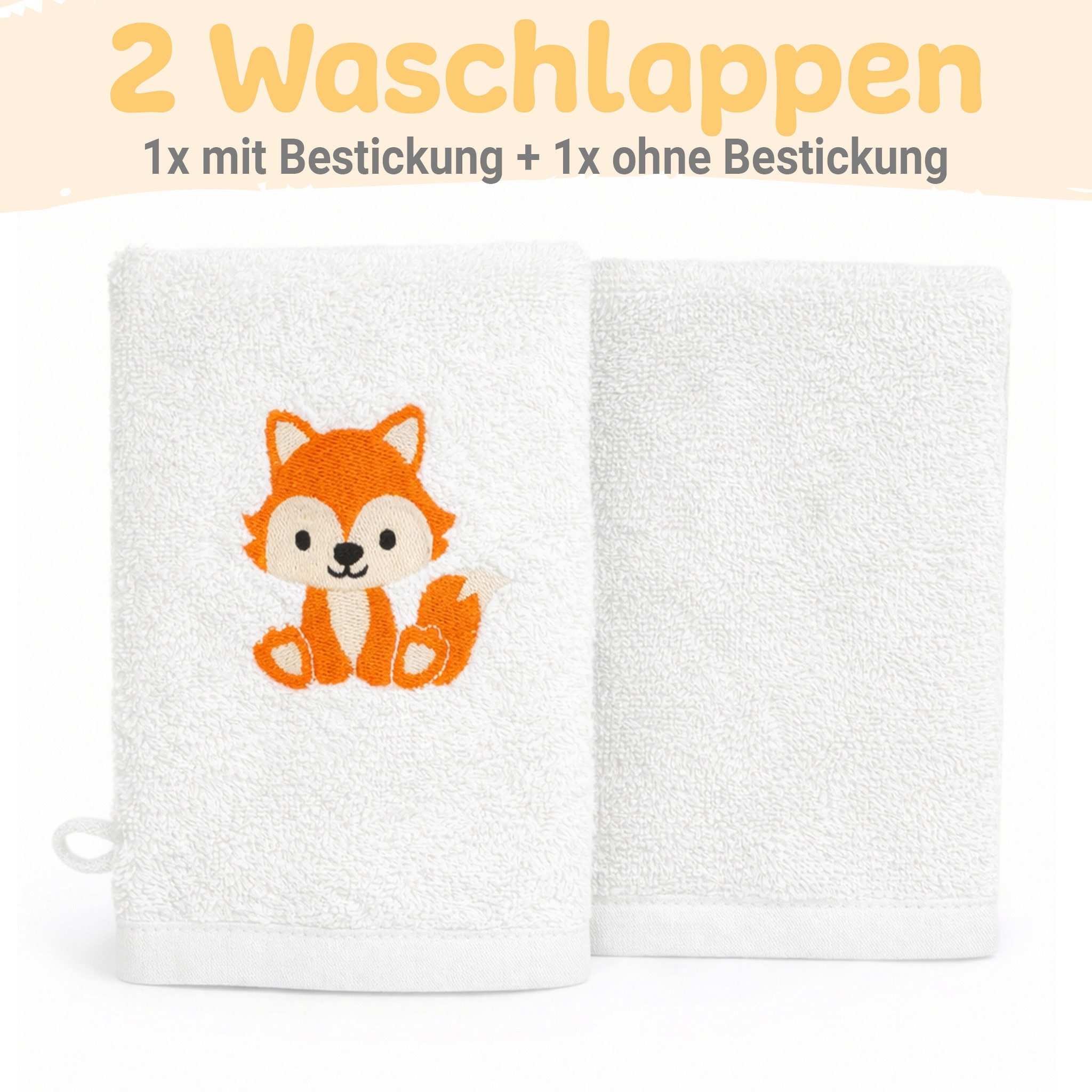 Babykajo Kapuzenhandtuch 80x80 - 100x100 cm, Frottee (3-St), Kuschliges Baby Handtuch mit Waschlappen