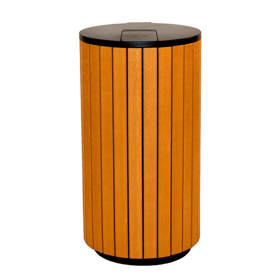 PROREGAL® Mülleimer Robuster Innenbehälter, mit Abfallbehälter verzinktem 90L, Holzoptik