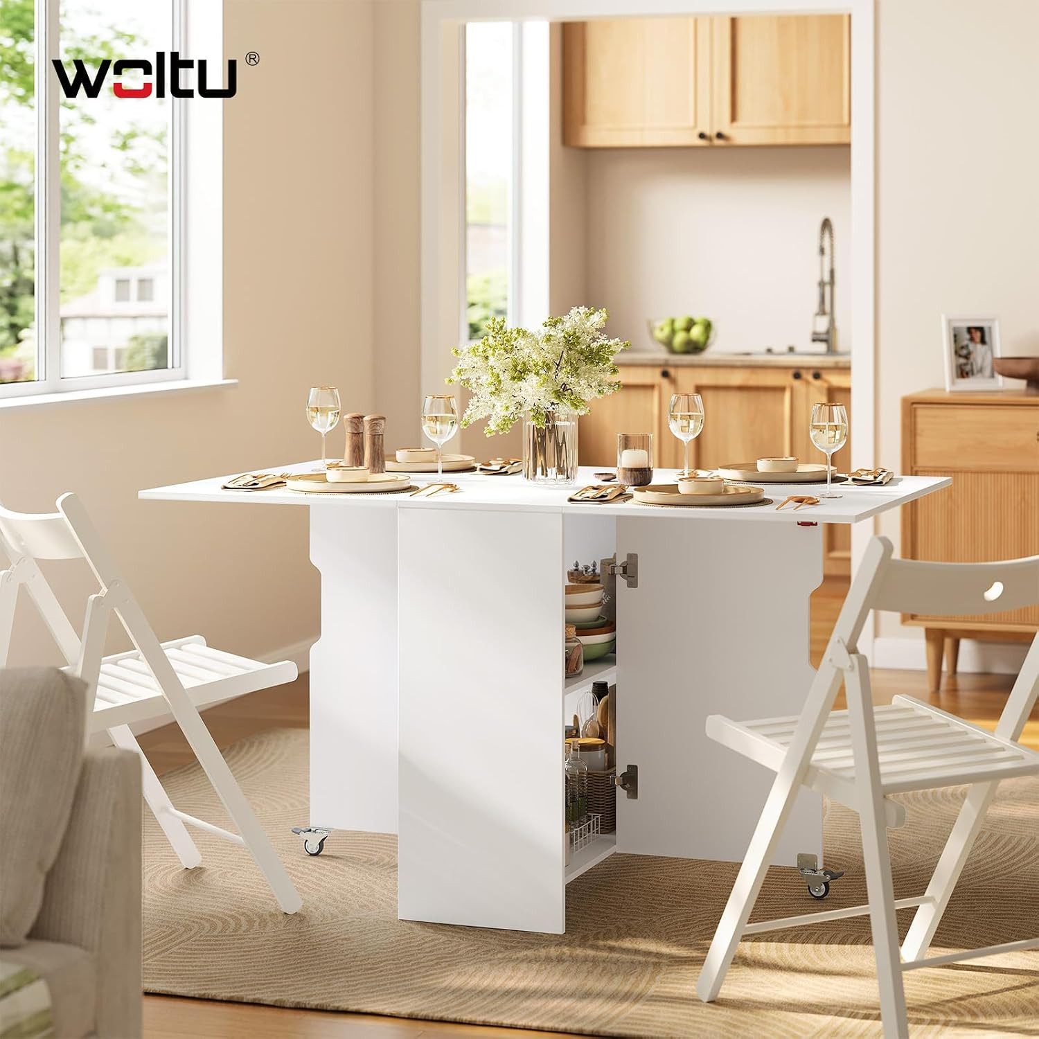 Woltu Esstisch, klappbar, Küchentisch für 2-4 Personen, 130x80x72 cm