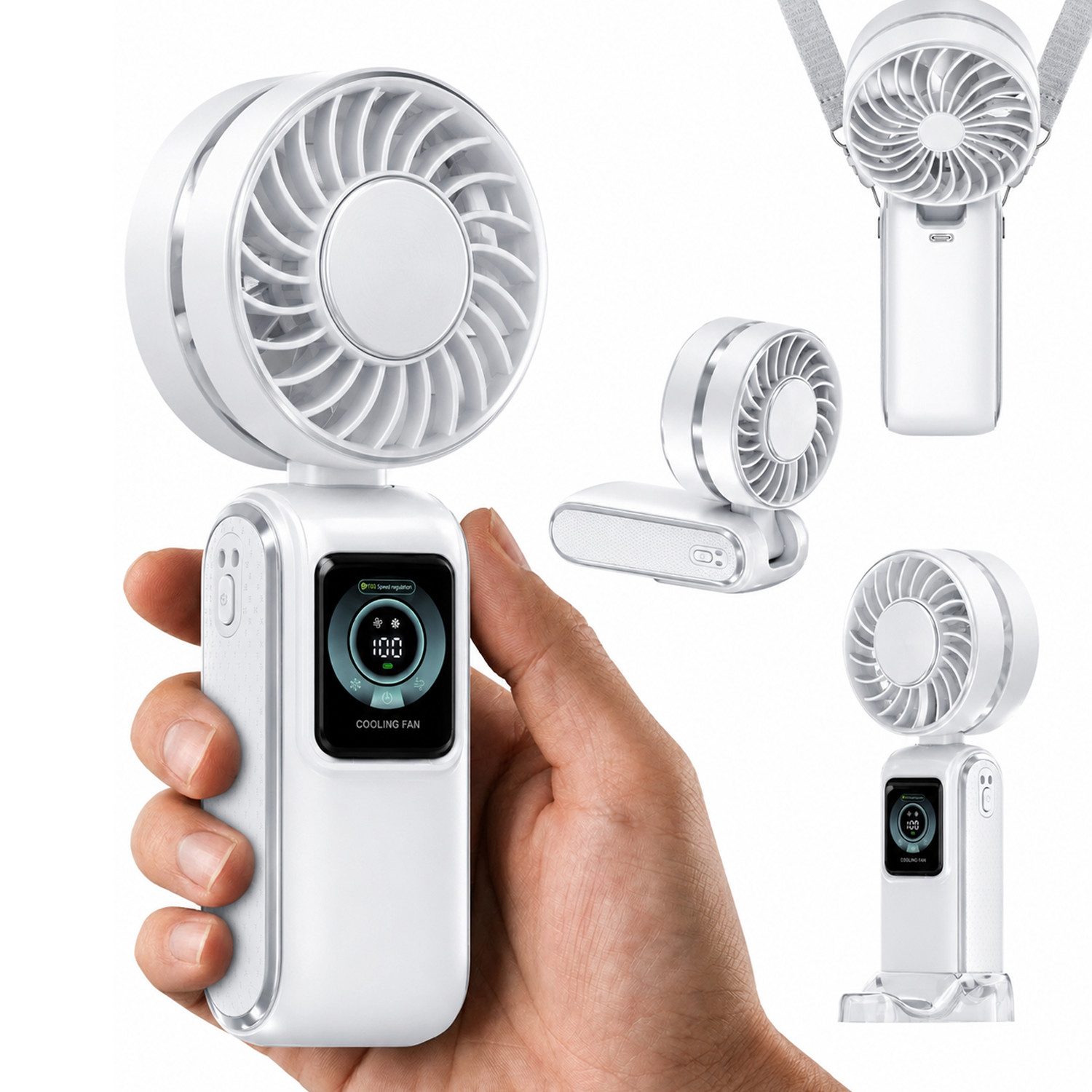 MOPUEA Handventilator Tragbarer Turbo Handventilator Ventilator Mit Kühlmodus Einstellbare, 5 Geschwindigkeitsstufen Für Outdoor Reisen Und Wandern