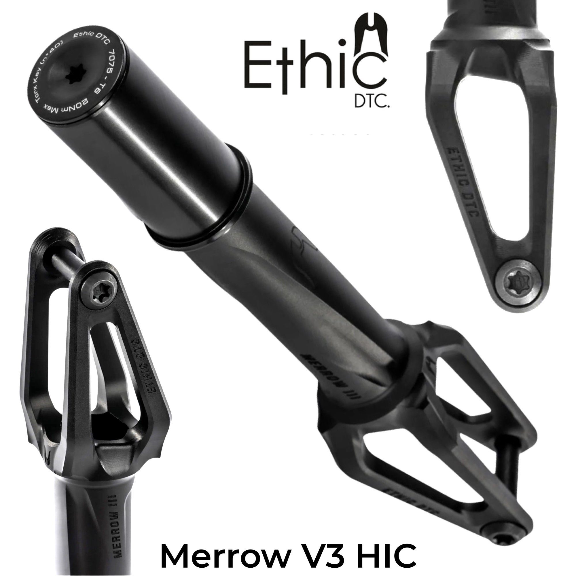 Ethic DTC Stuntscooter Ethic DTC Merrow V3 Stunt-Scooter Gabel HIC 222g Schwarz