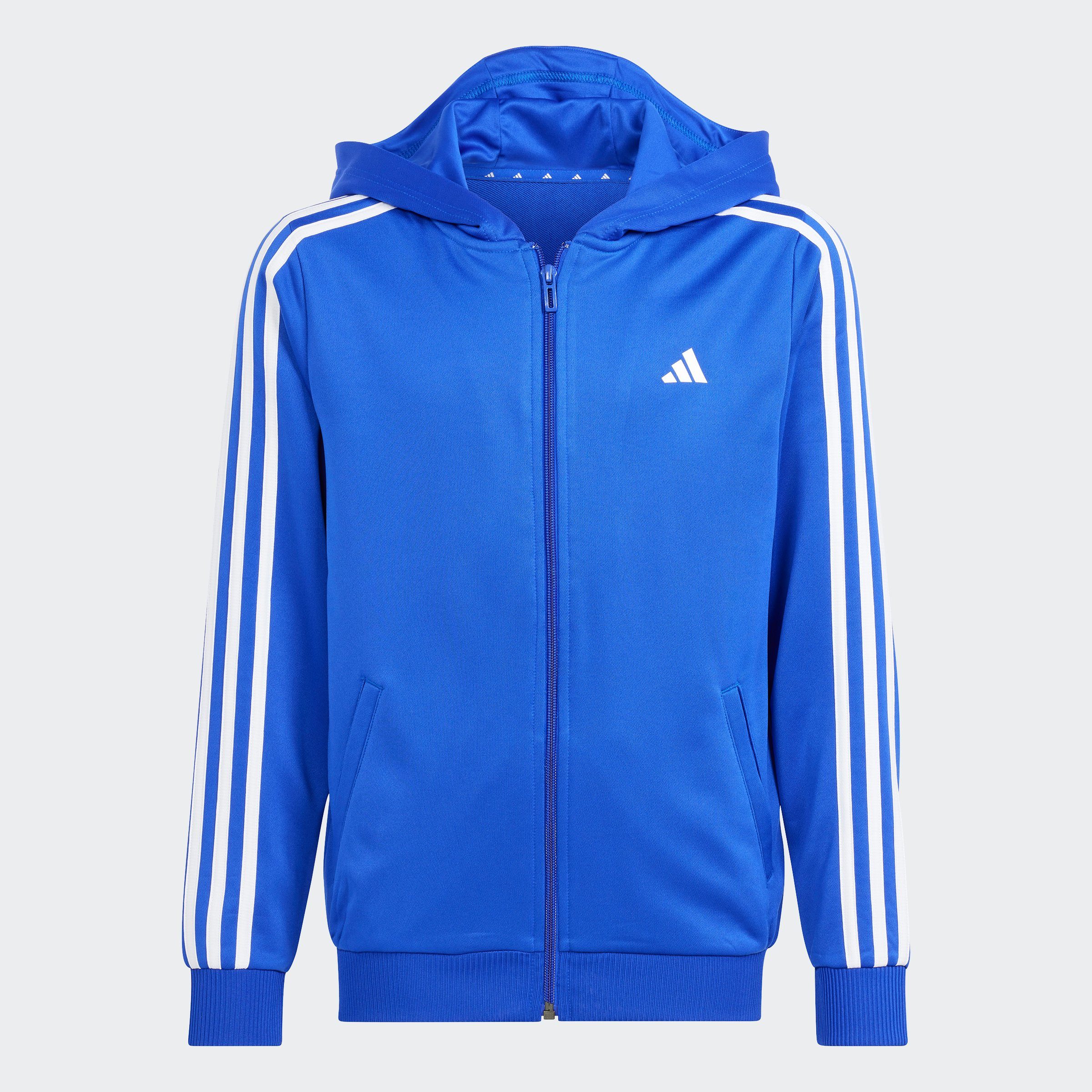 adidas Sportswear Trainingsjacke TRAIN ESSENTIALS AEROREADY 3STREIFEN REGULARFIT KAPUZENJACKE LUCBLU/WHITE | Trainingsjacken