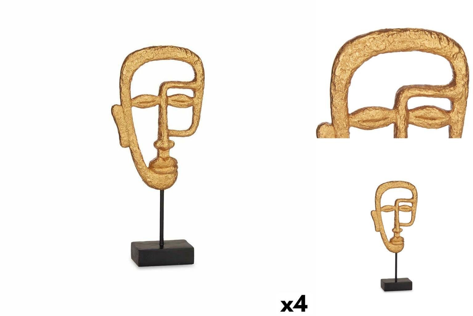 Gift Decor Dekoobjekt Deko-Figur Gesicht Gold 19,5 x 38 x 10,5 cm 4 Stück