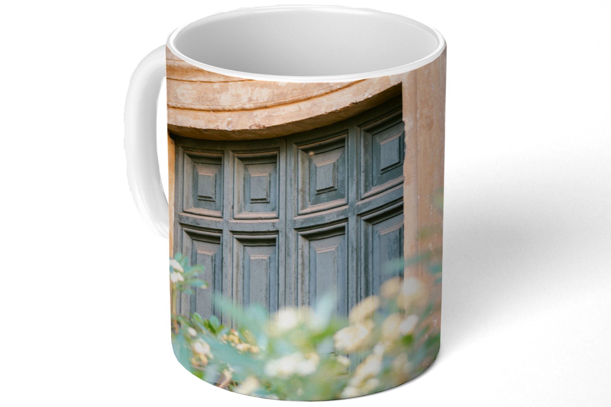 MuchoWow Tasse Architektur - Keramik, - Becher, Tür - Teetasse, Vintage, Grün Teetasse, Kaffeetassen, Blumen Geschenk 