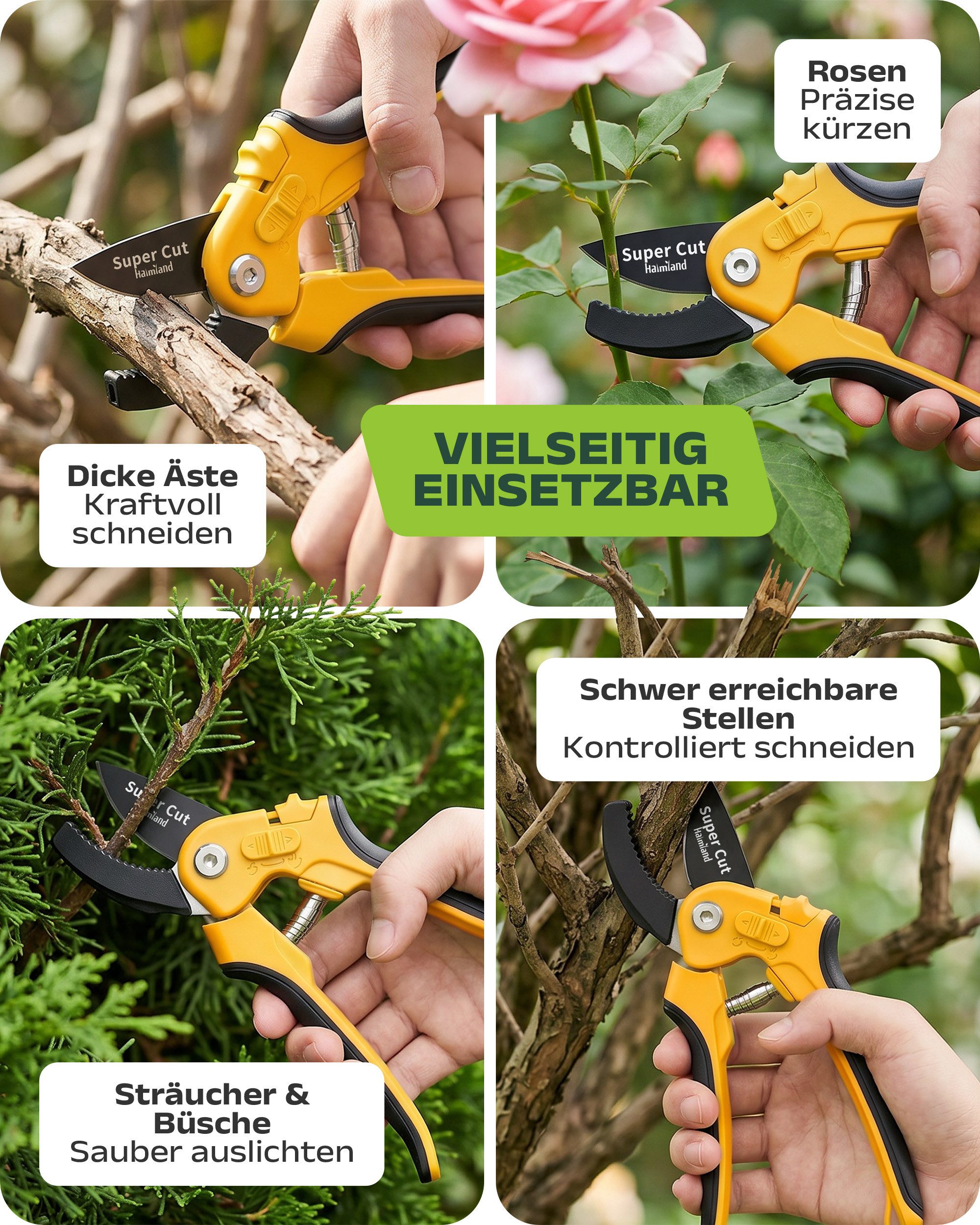halmland Gartenschere Profi Amboss-Gartenschere – kraftsparend Äste bis 20 mm schneiden – Bild 5 von 5