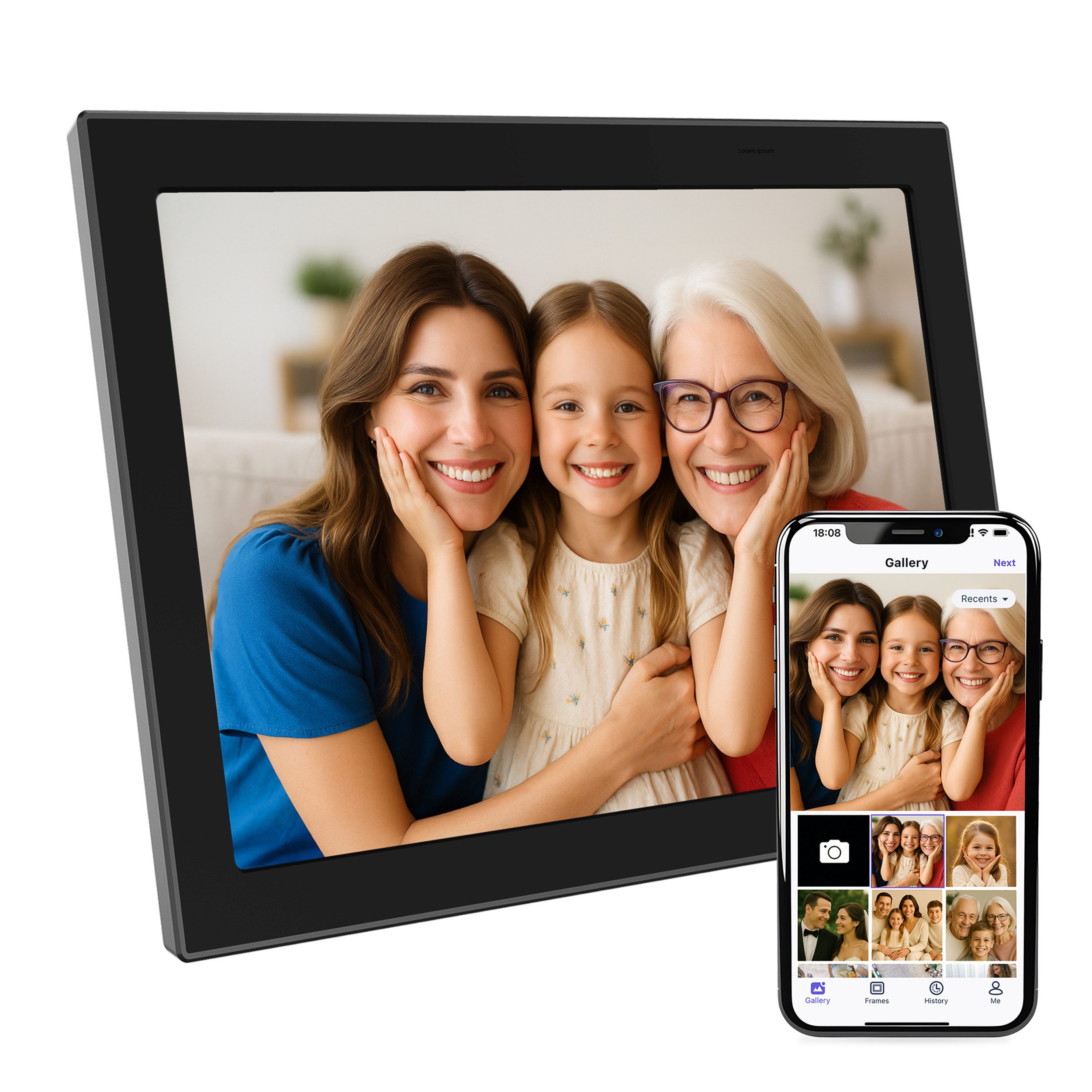 Xoro CPF 10CF -11CF Smartes Display für Foto‑ und Videowiedergabe Digitaler Bilderrahmen (27,94 cm/11 ", 1280 × 800 Pixel, 16 GB, Intuitive Bedienung mit automatischer Bildrotation und App‑Steuerung)