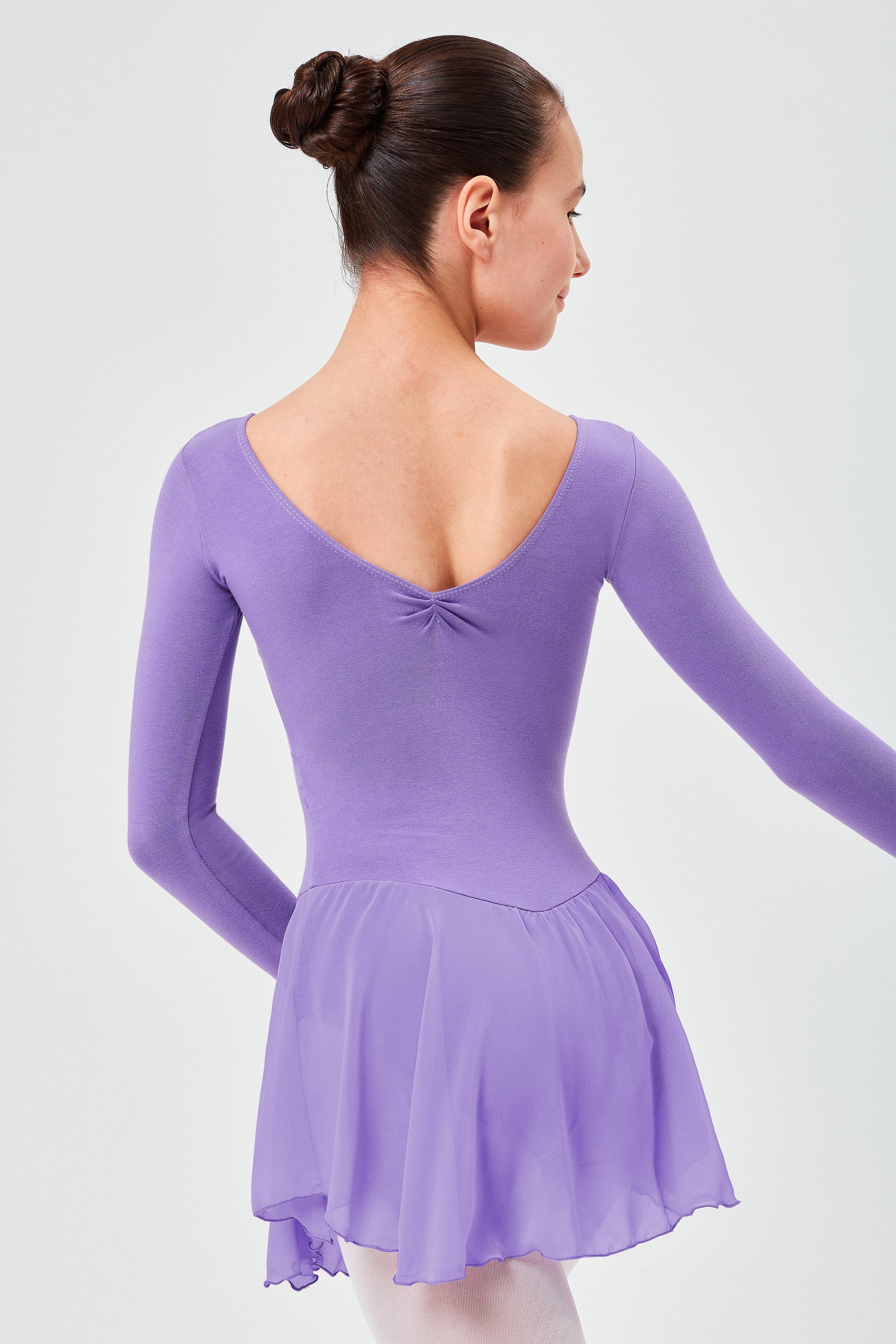 tanzmuster Chiffonkleid Ballettkleid Anna mit Glitzersteinen Mädchen Ballettbody mit Chiffon Röckchen