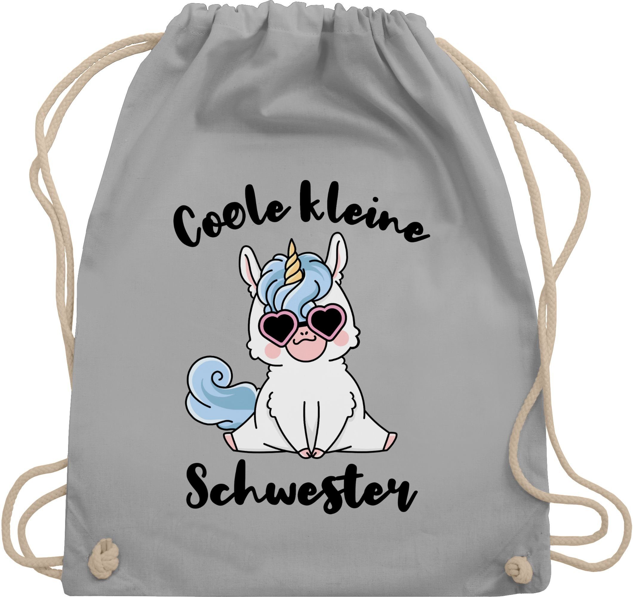 Shirtracer Turnbeutel Coole kleine Schwester mit Einhorn, Geschwister Schwester Geschenk