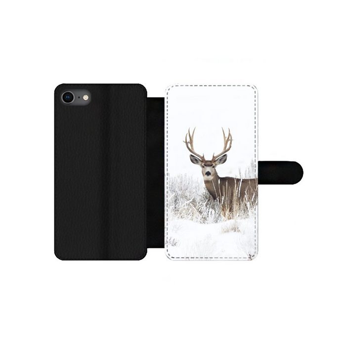 MuchoWow Handyhülle Hirsche - Winter - Schnee - Tiere - Jahreszeiten - Weiß Handyhülle Telefonhülle Apple iPhone SE (2020)