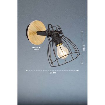 etc-shop Wandleuchte, Wandleuchte Wandlampe Holzleuchte Retro Gitter Schlafzimmerleuchte