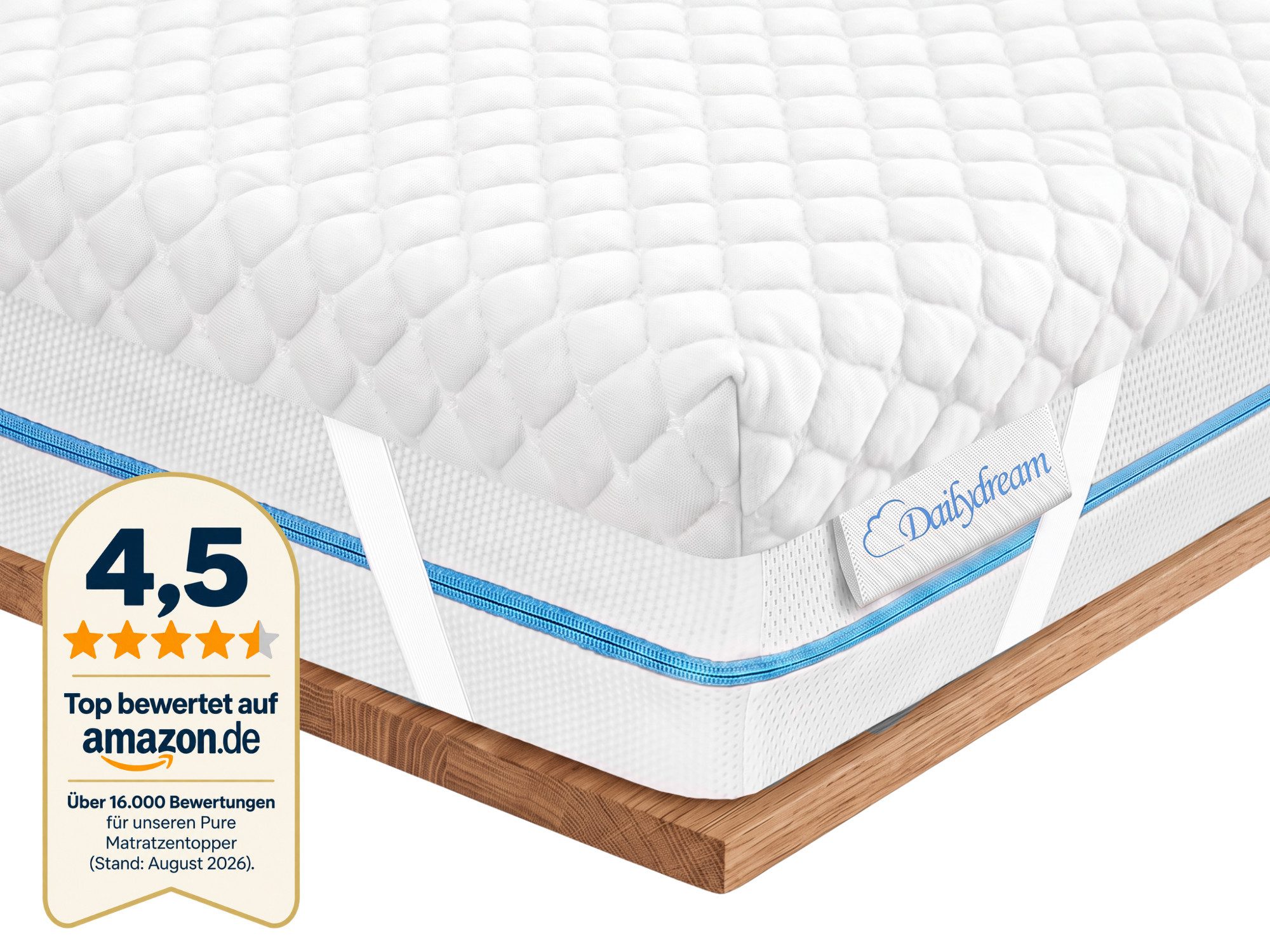 Dailydream, Topper, Edition Pure, Viscoschaum, Memory Foam, rutschfest, H1/2, (Pure Edition), wertet harte Matratzen auf und bietet einen erholsameren Schlaf