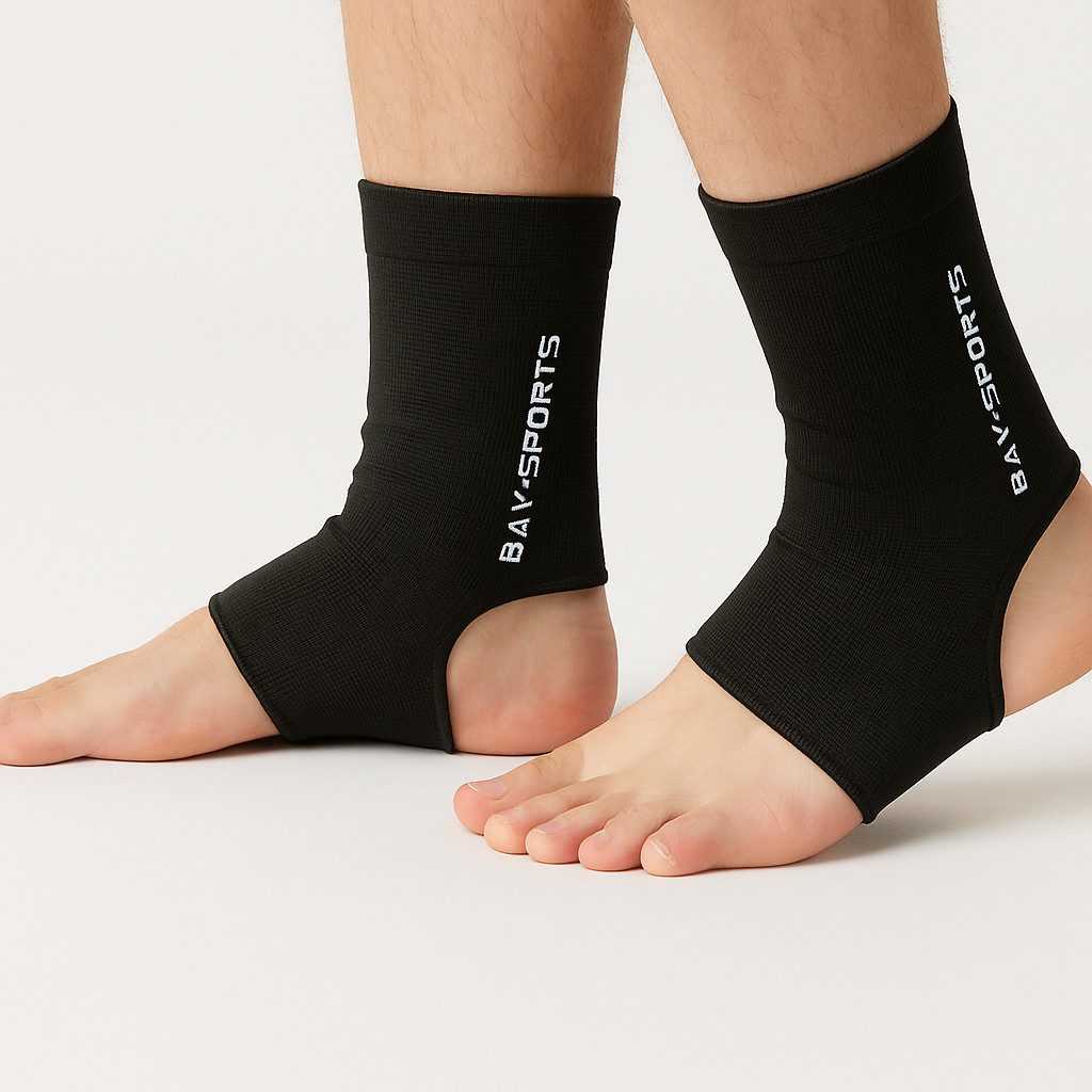 BAY-Sports Fußstütze Darkline Fußbandagen Knöchelbandagen Sprunggelenkbandage Fußgelenk, zuverlässigen Schutz Stabilität für den Fuß atmungsaktivem Material