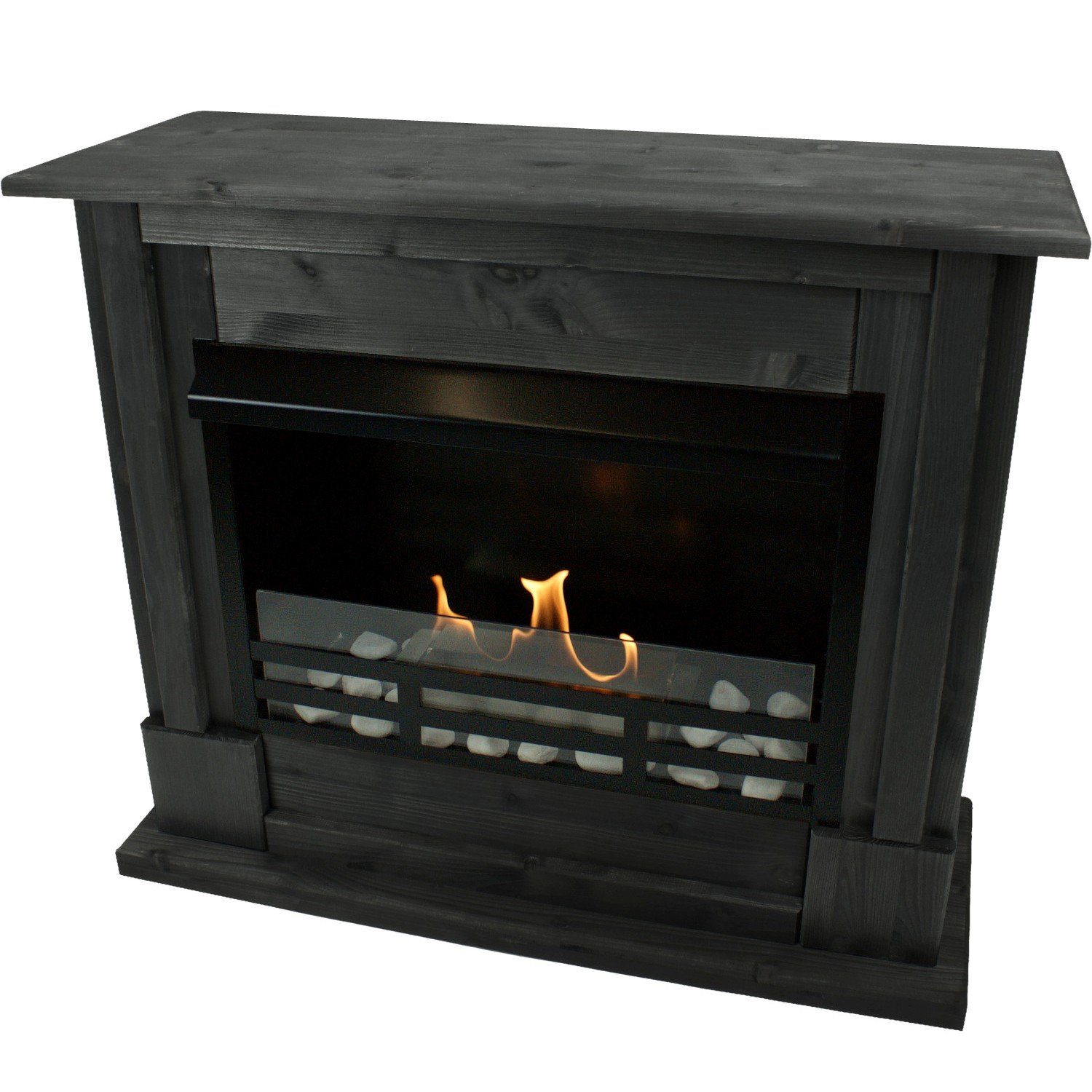Cheminée éthanol D'angle Apollo - Noir, Inclut Kit D'accessoires Et Verre De Sécurité, Fabrication Allemande, Sans Conduit