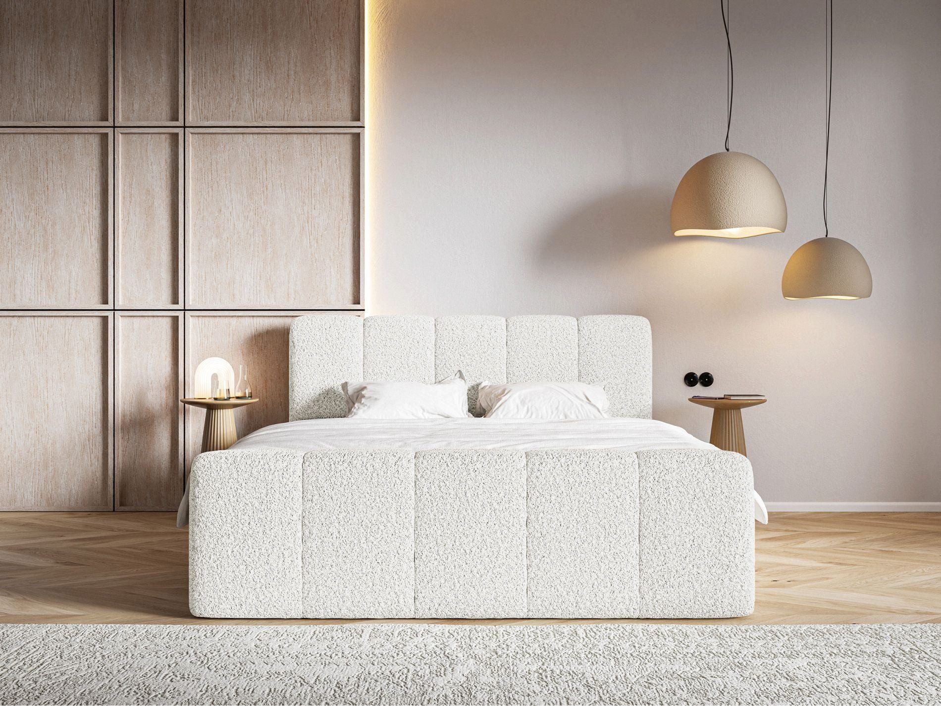 Selsey Boxbett CLOUDY II, Polsterbett mit Bettkasten, Matratze & Topper, Bouclé oder Chenille