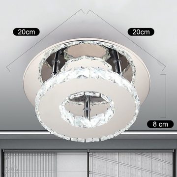 WILGOON LED Deckenleuchte Moderne Kristall Edelstahl 12W Deckenlampen, Rund Verspiegelt, LED fest integriert, Kaltweiß, 25,5x25,5x8cm, Für Wohnzimmer Flur Badezimmerlampe