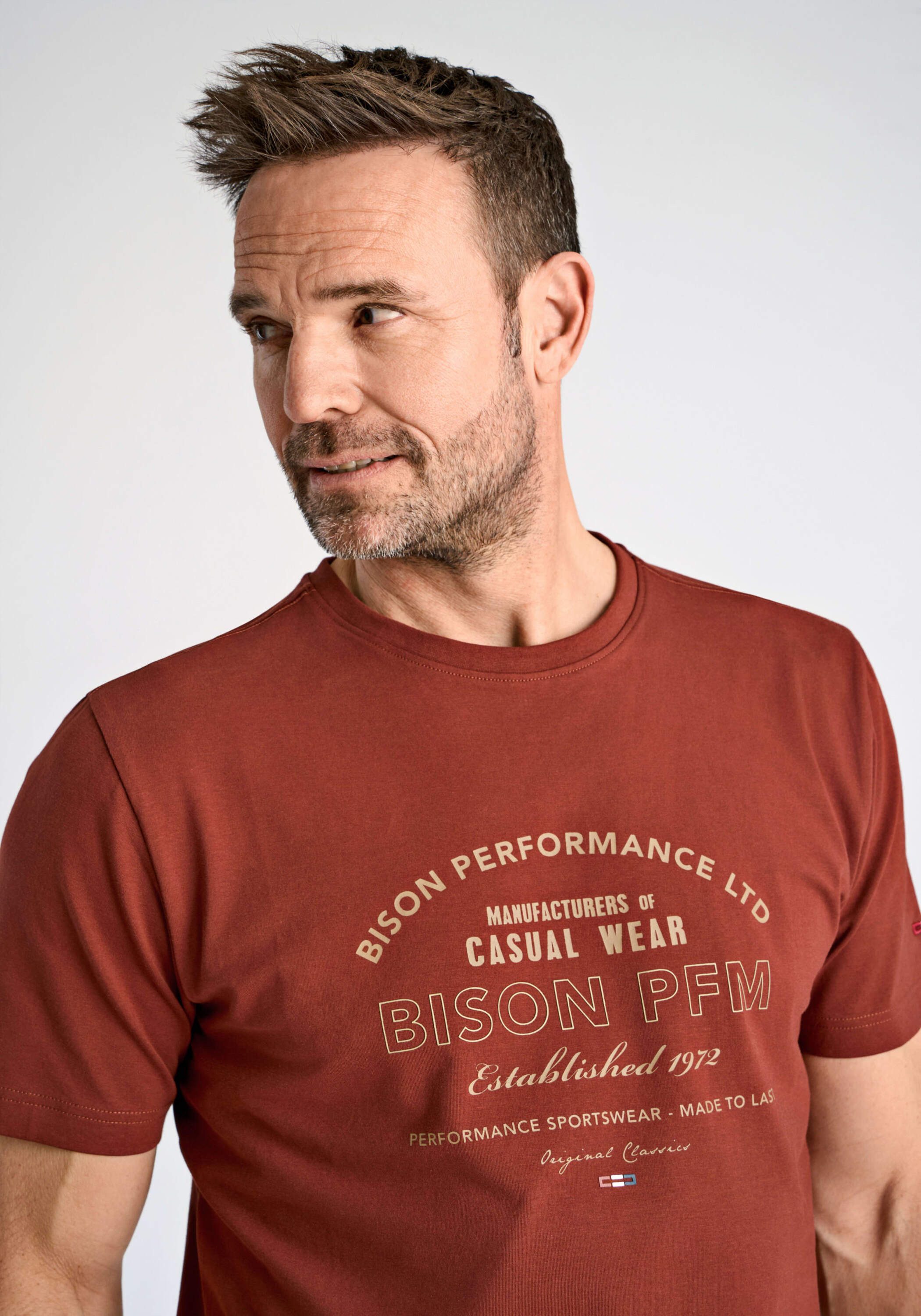 BISON Kurzarmshirt T-Shirt (Kurzarm) Comfort Fit