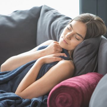 Wohndecke 2 x Kuscheldecke extragroß dunkelblau, relaxdays