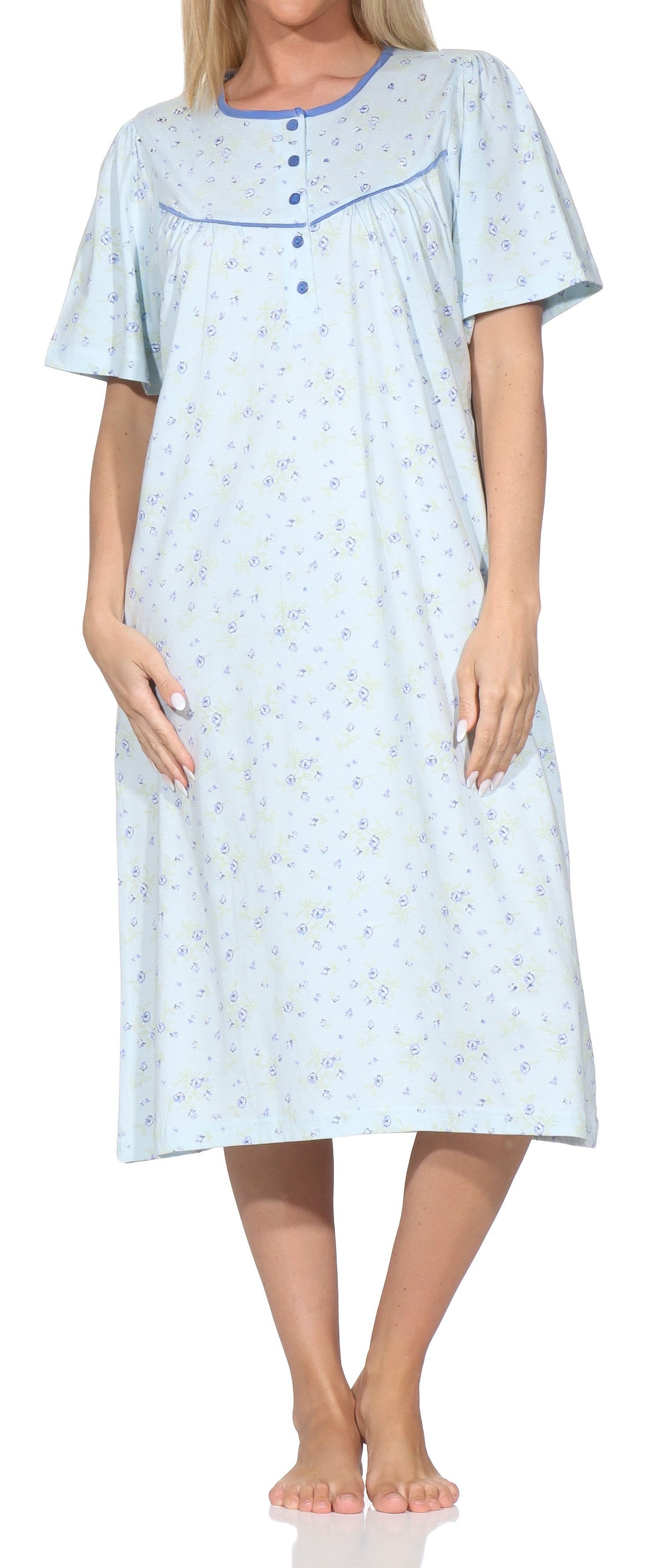 Normann Nachthemd Normann Damen Nachthemd kurzarm – Romantisches Floral-Design