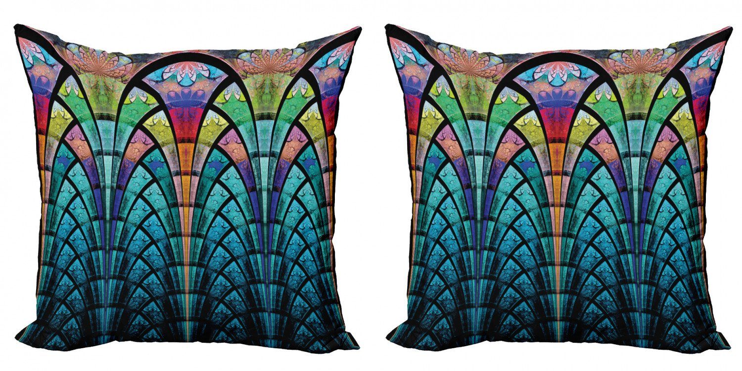 Kissenbezüge Modern Accent Doppelseitiger Digitaldruck, Abakuhaus (2 Stück), Abstrakt Kurven Grungy Farben