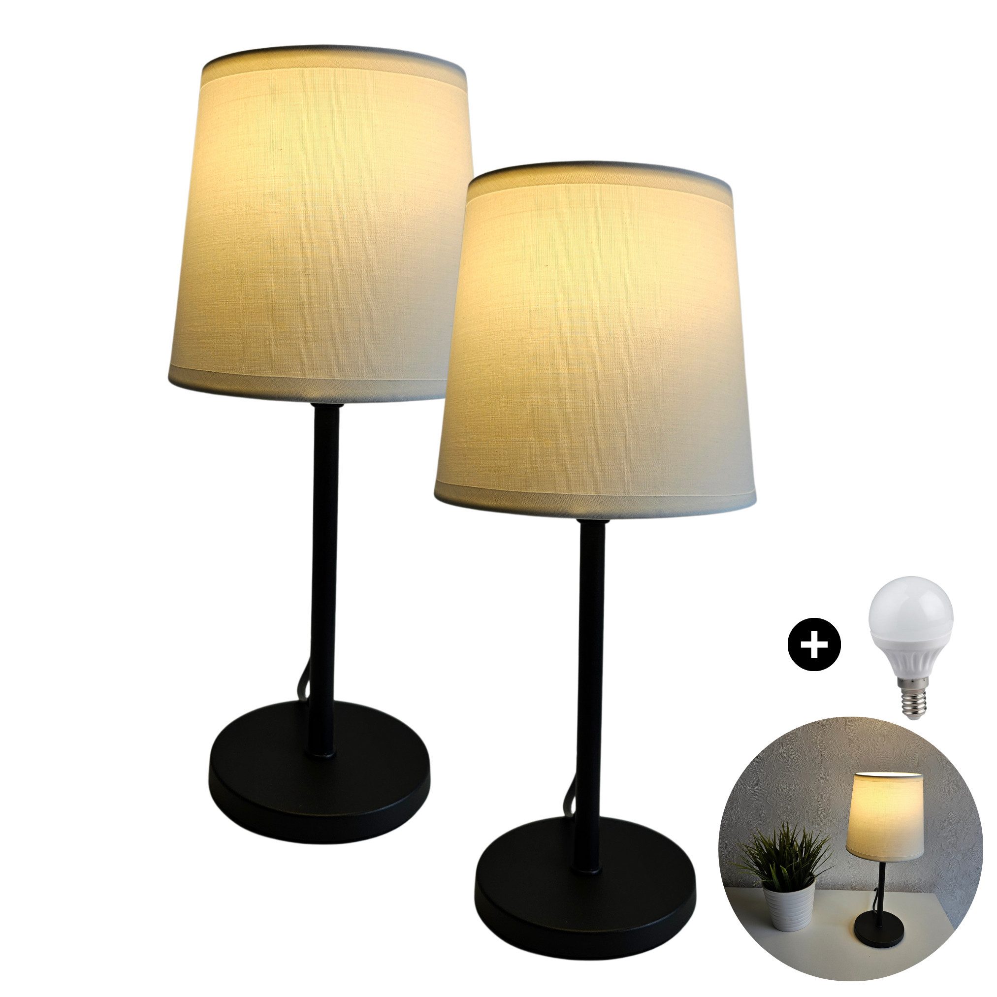 Lichthandel Hoch LED Tischleuchte Nachttischlampe 2er Set Nachttischleuchte günstig online kaufen