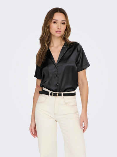 JACQUELINE de YONG Blusenshirt Elegante Hemd Bluse Glänzendes Satin Shirt mit Knöpfen 7016 in Schwarz