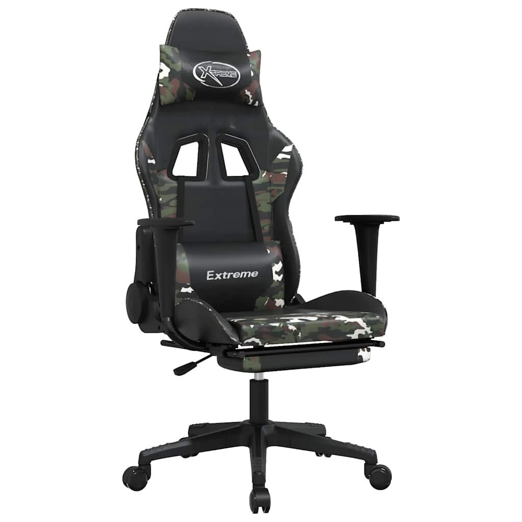 vidaXL Gaming-Stuhl Gamingstuhl mit Massage Fußstütze Schwarz Tarnfarben Kunstleder (1 St)